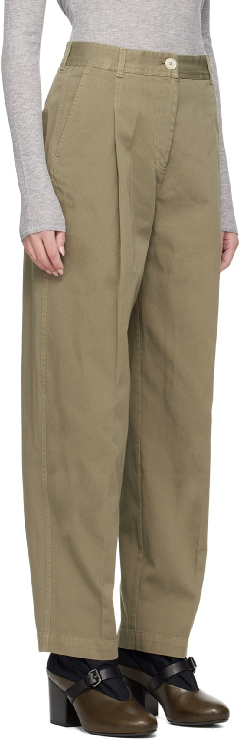 House of Dagmar Khaki Mid-Rise Trousers outlook