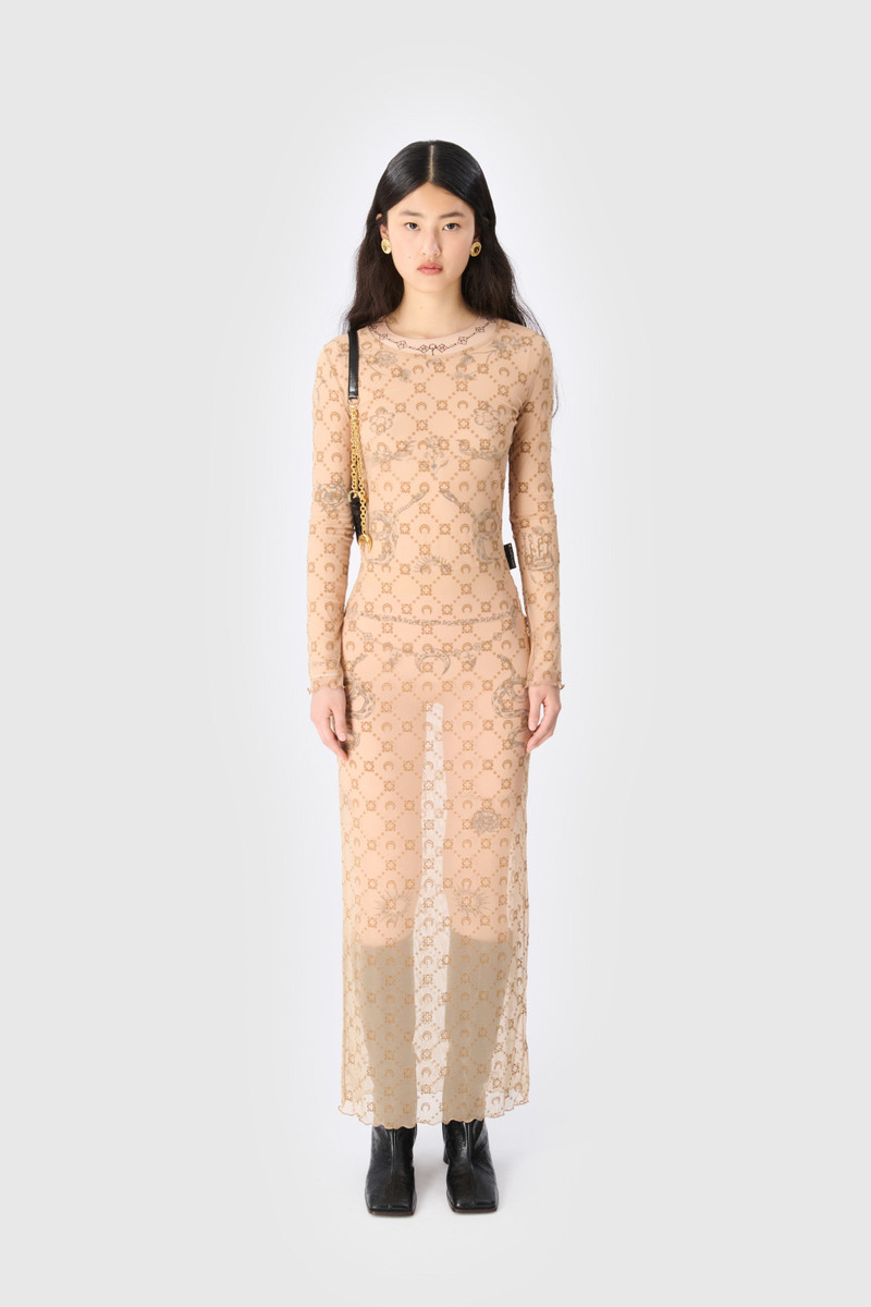 Marine Serre Moonogram Mesh Flock Long Dress outlook