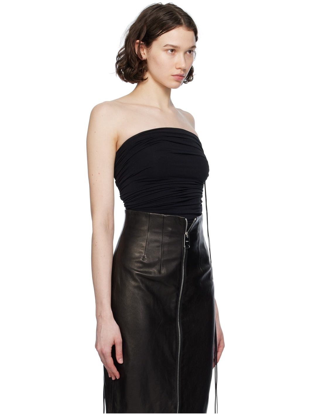 Black Fatal Draping Bodysuit - 2