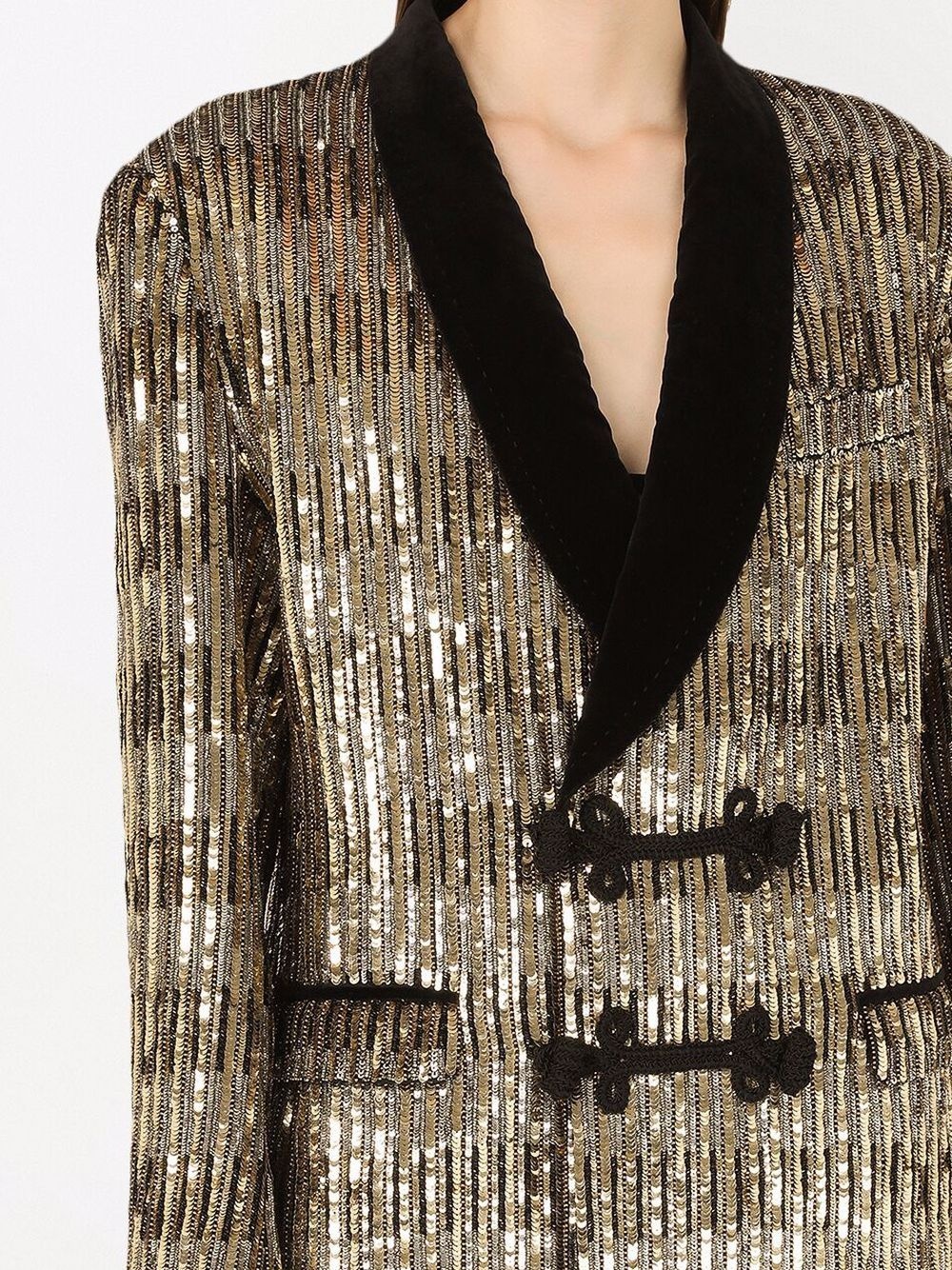 sequin-embellished shawl-lapel jacket - 5