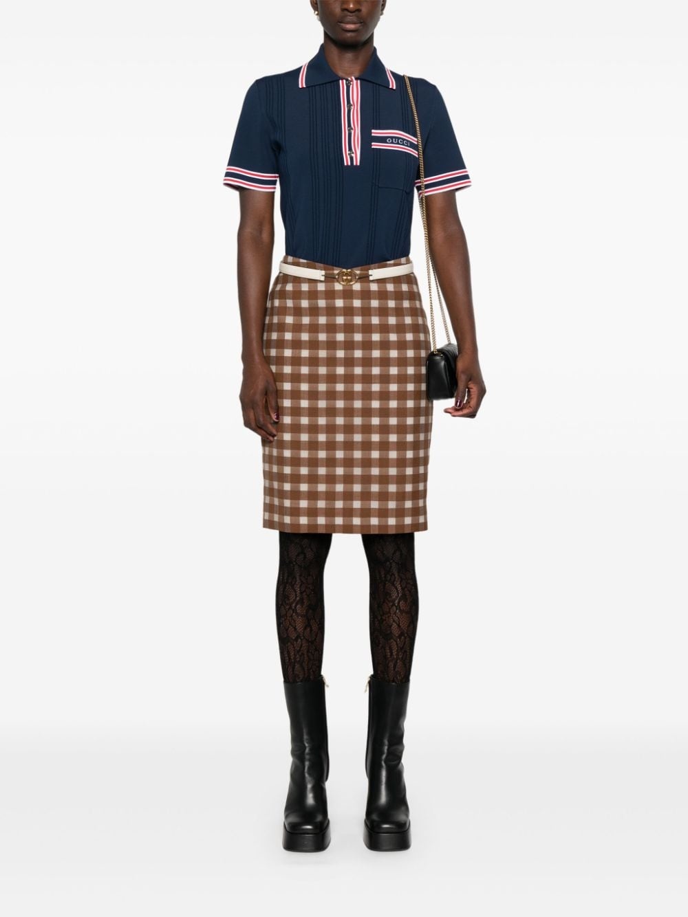 striped-edge ribbed polo top - 2