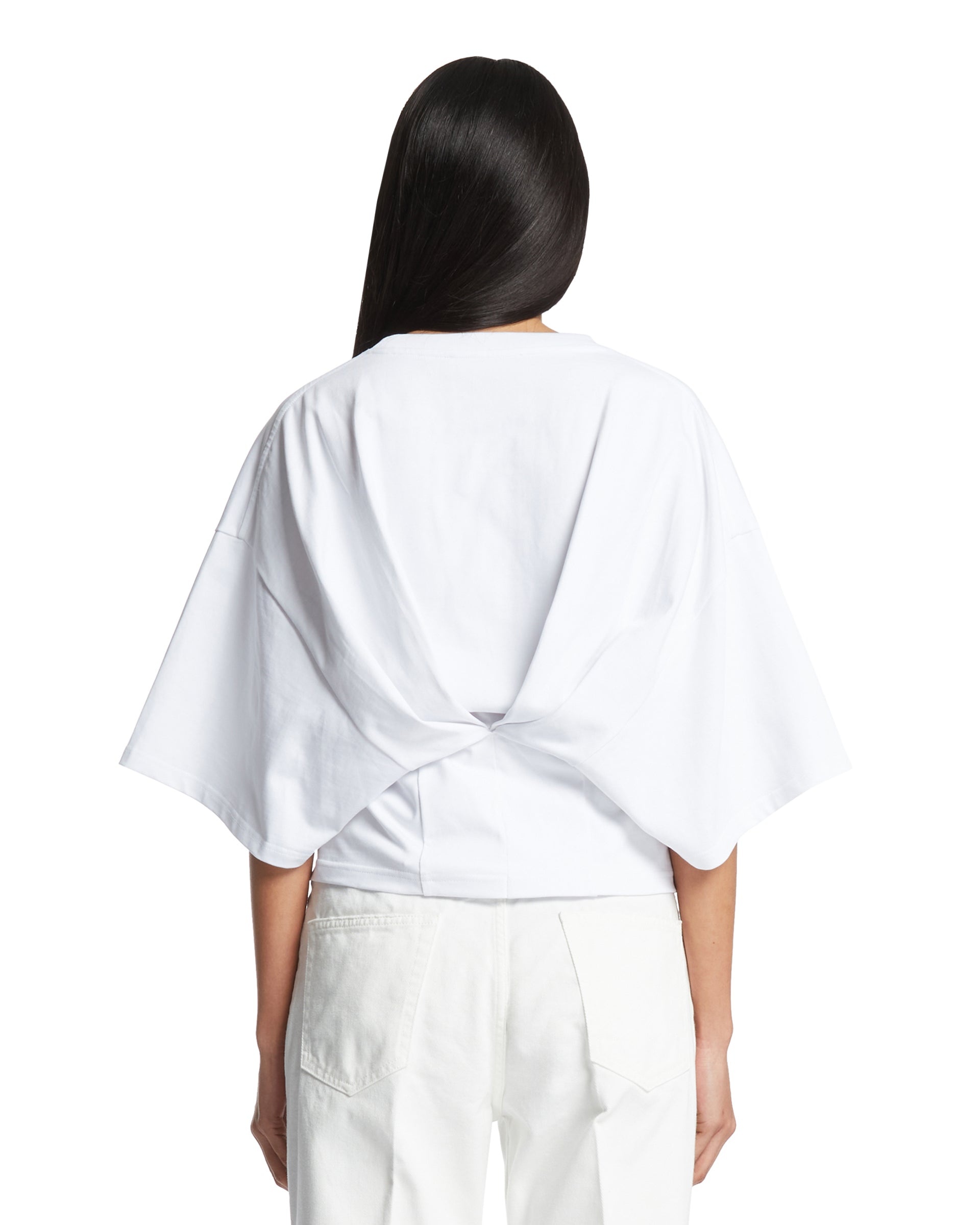 Tシャツ・カットソー DARKPARK Women Tops WJE08JSW07 0001 WHITE DARKPARK White Draped Cropped T-shirt | antonia | REVERSIBLE