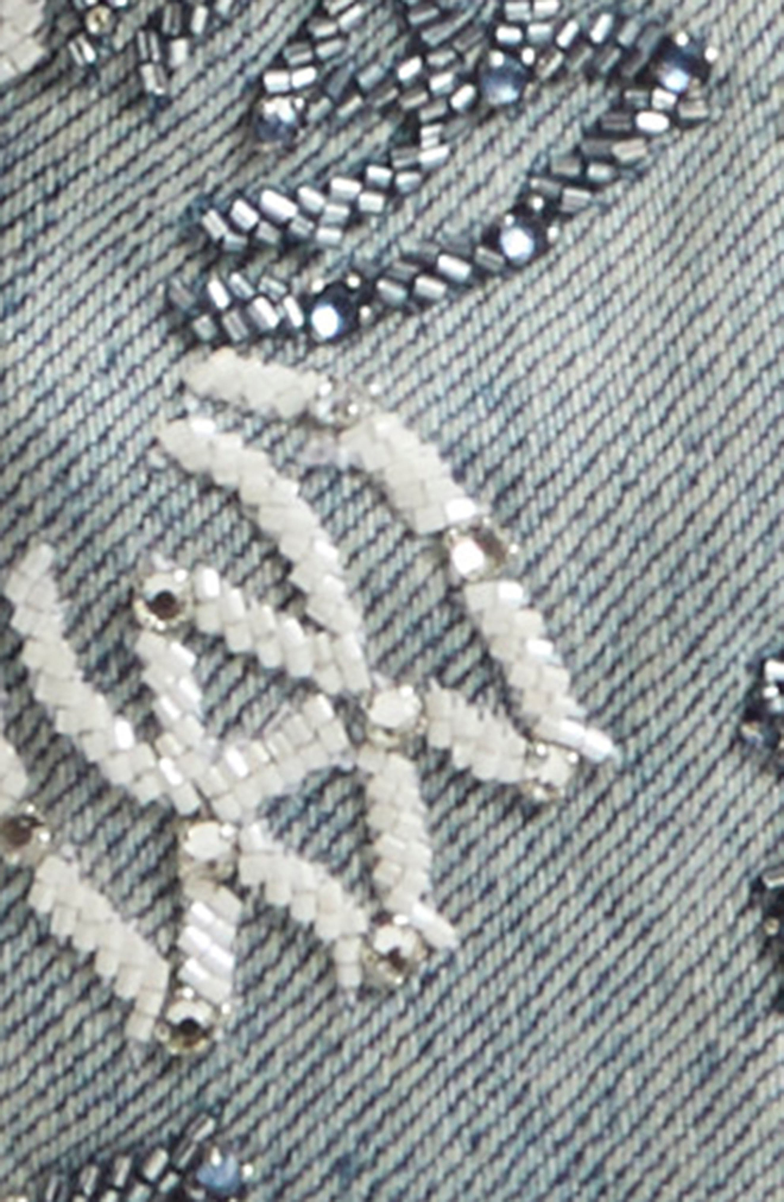 AMIRI Embellished Quad Logo Straight Leg Jeans in Antique Indigo at Nordstrom - 6