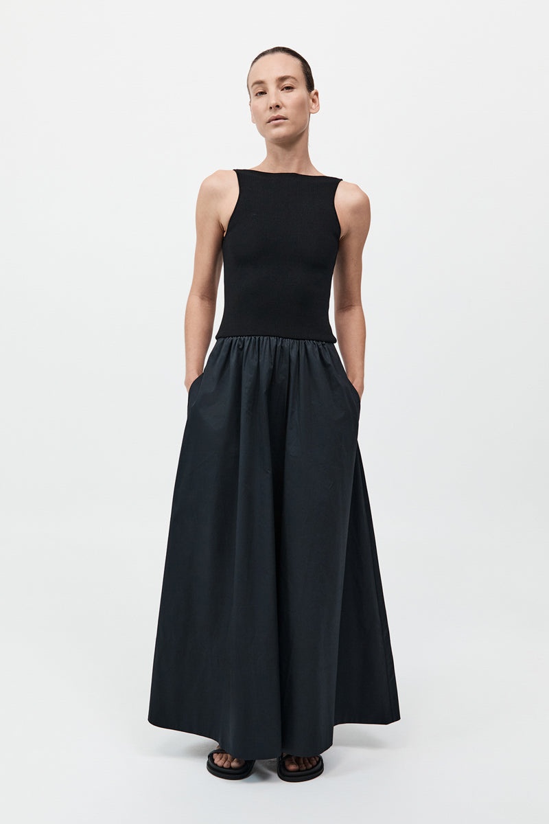 Bateau Cut Out Dress - Black - 2