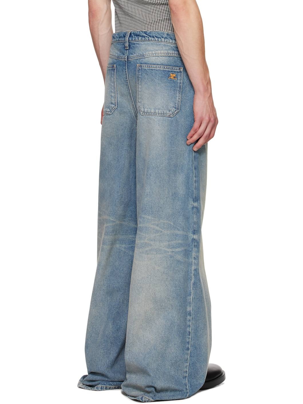 Blue One Pocket Baggy Jeans - 3