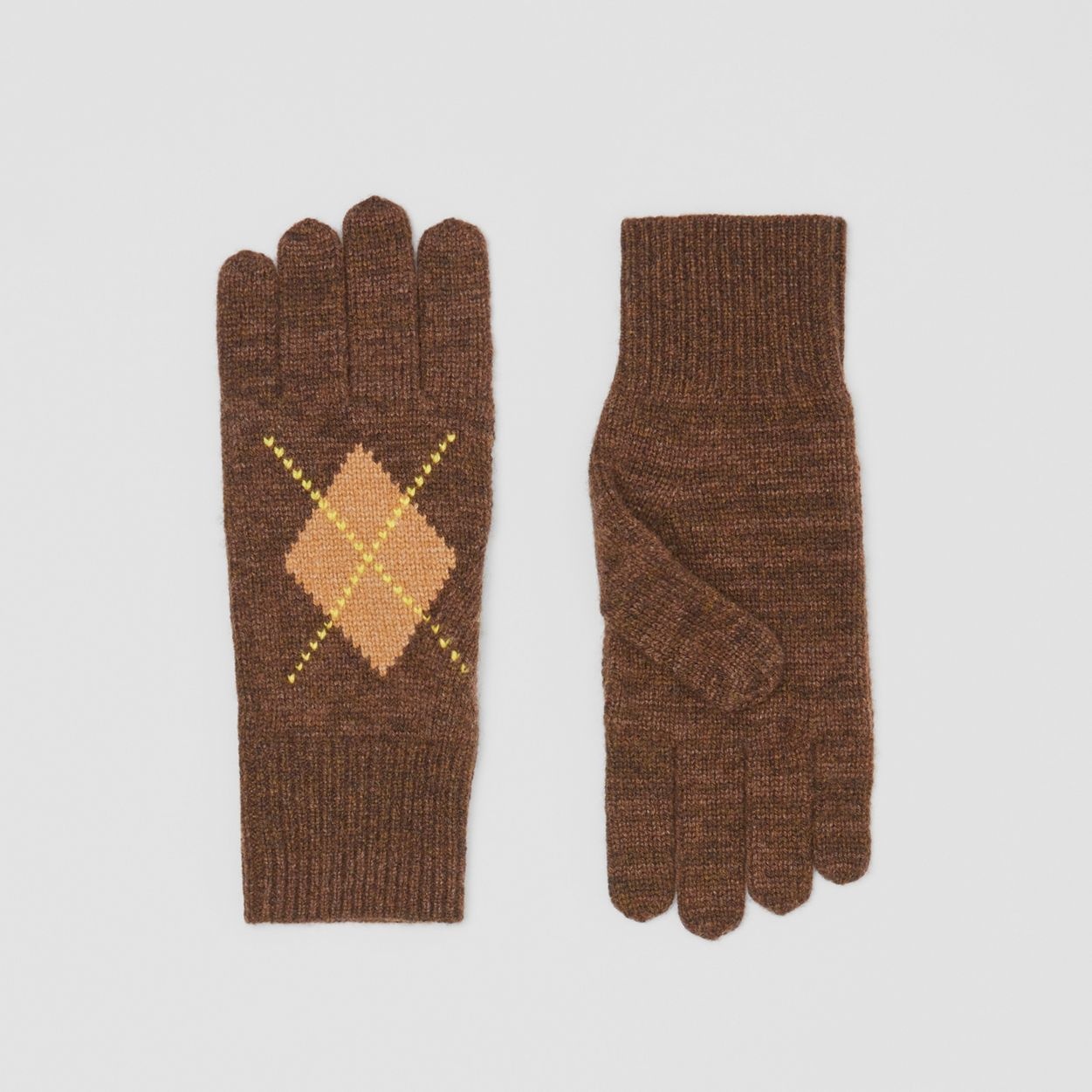 Argyle Intarsia Wool Cashmere Gloves - 1