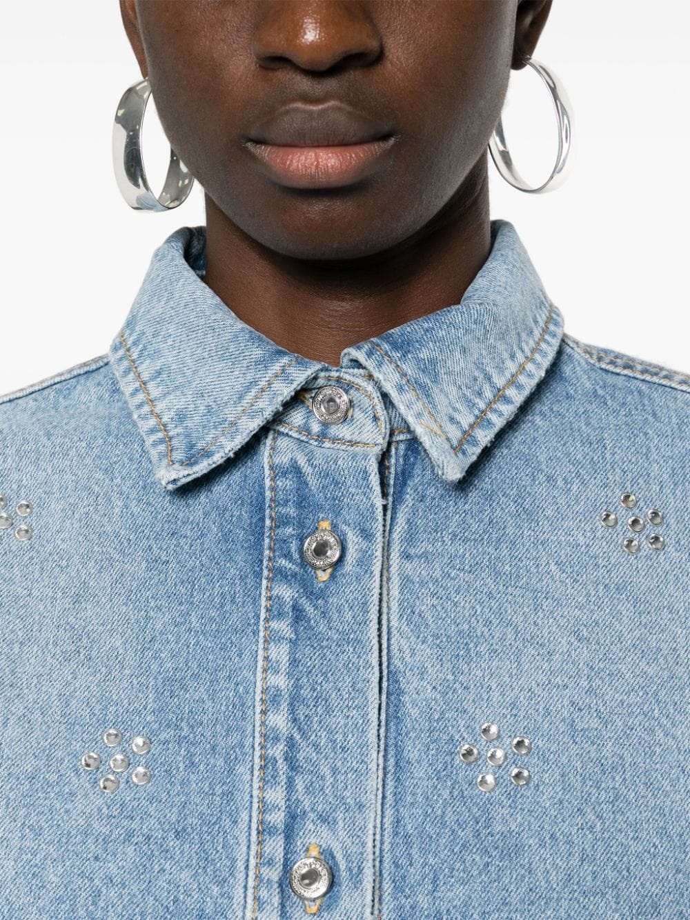 rhinestone-embellished denim shirt - 5
