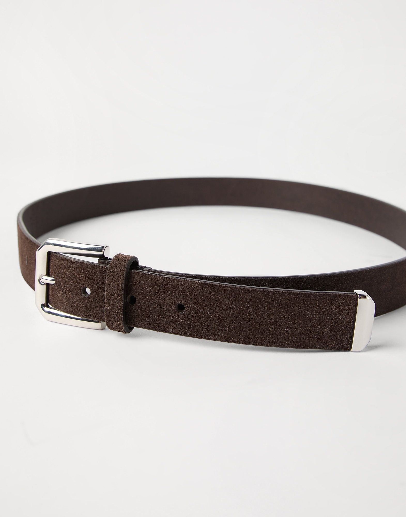 Reversed leather belt with square buckle and tip - 2