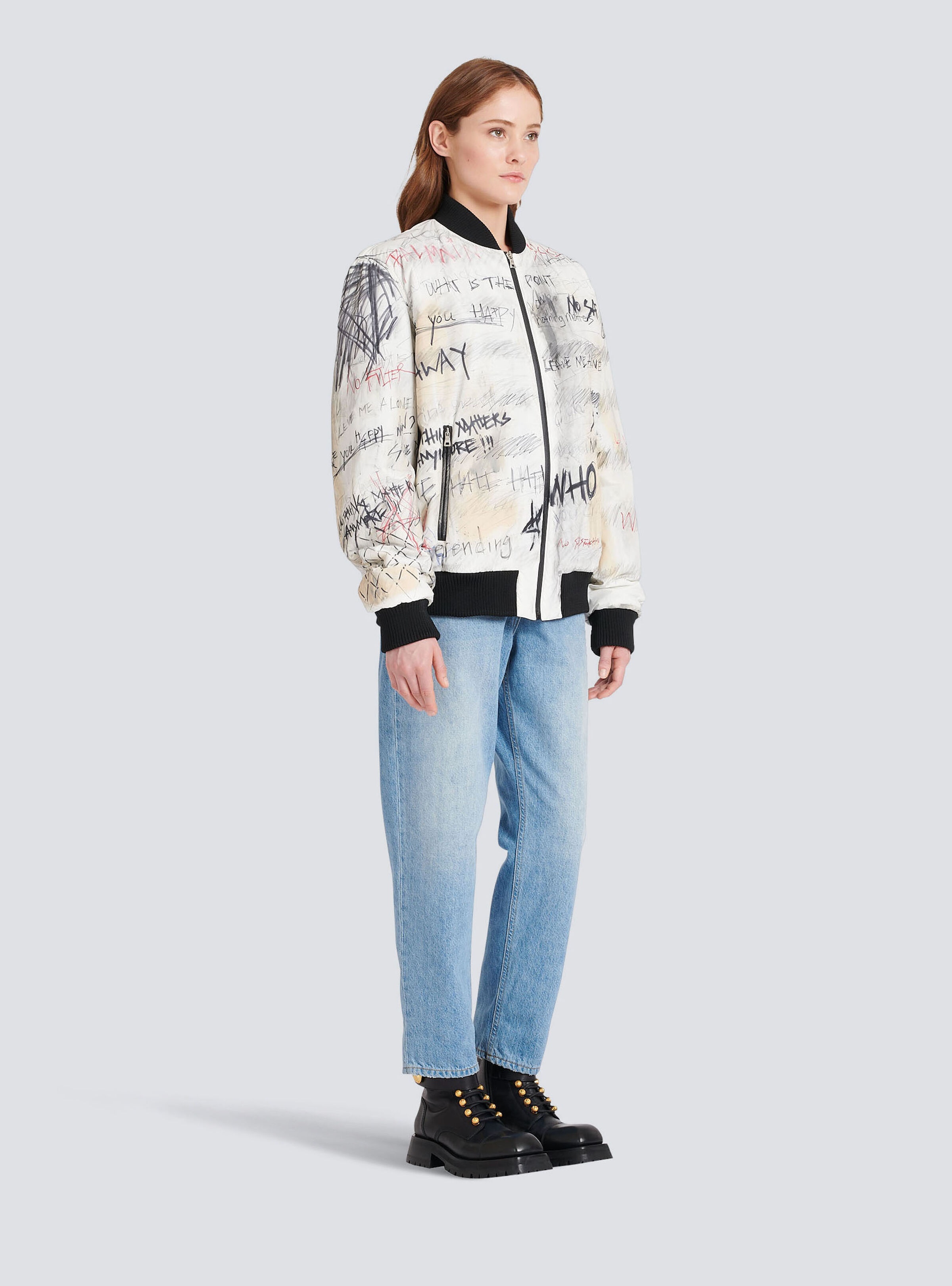 Unisex - Nylon bomber jacket with graffiti print - 6