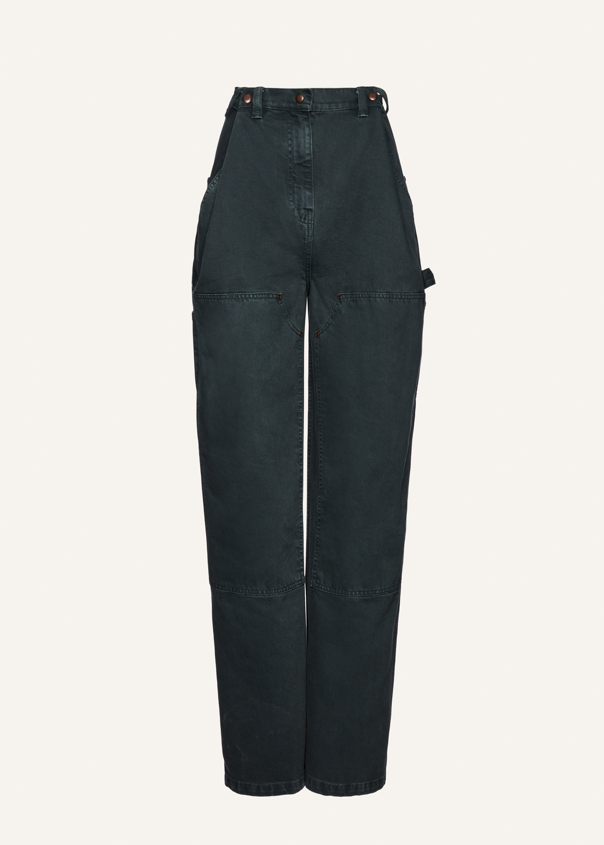 Loose leg industrial denim in green - 1