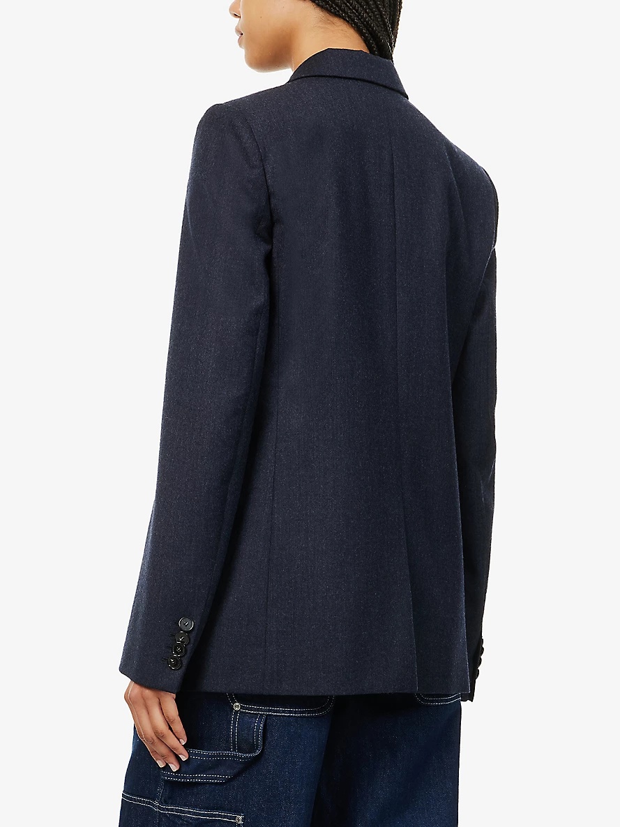 Double-breasted padded-shoulder wool jacket - 4