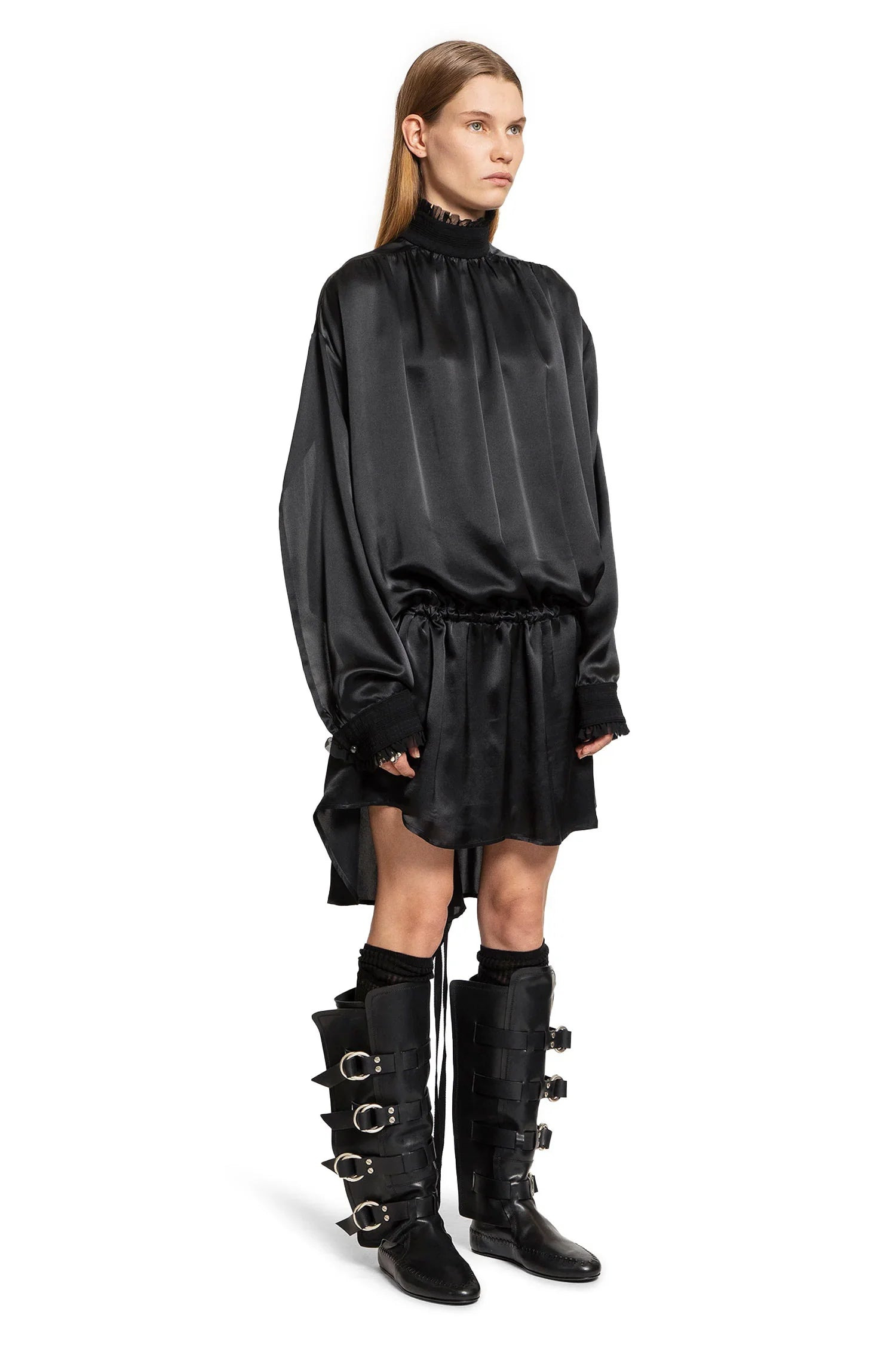 Jenna-Turtleneck-Dress-In-Washed-Light-Satin - 3