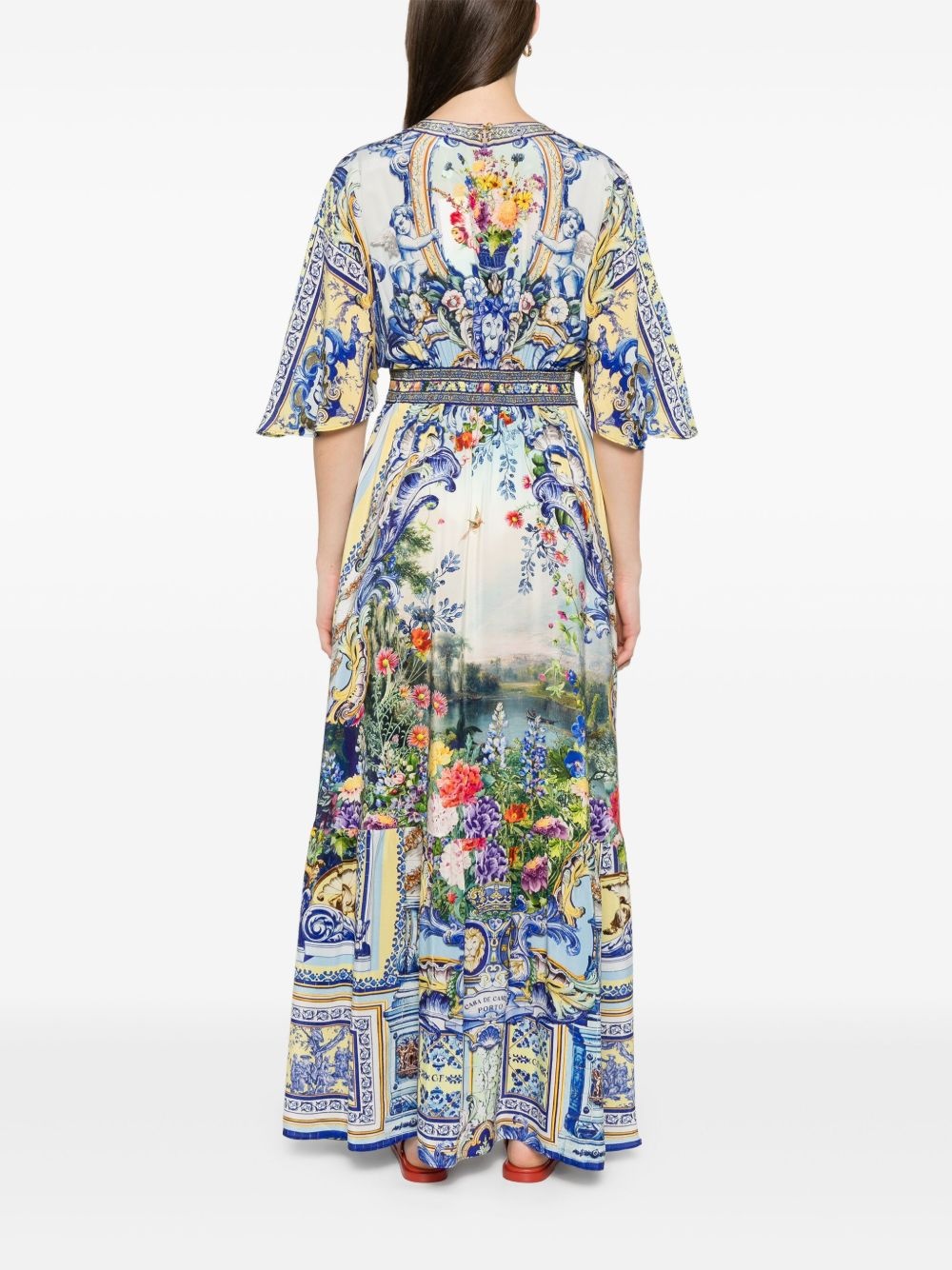 fitted-waist silk maxi dress - 4