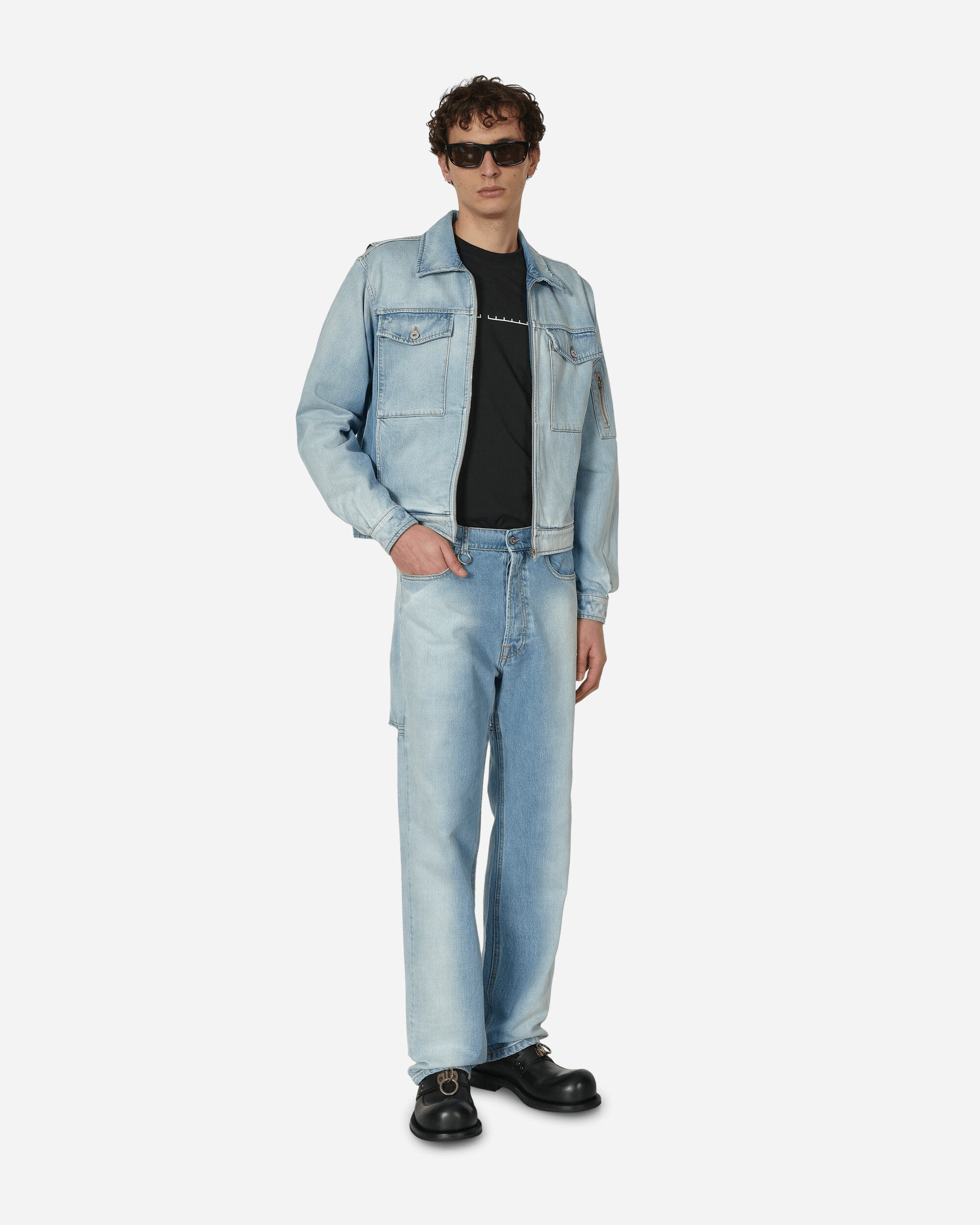 Zipped Denim Jacket Blue - 4