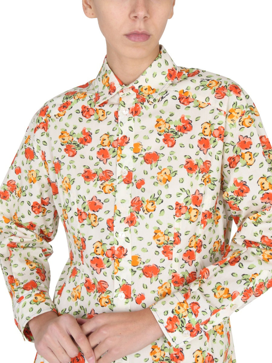 Marni Women Shirt Dress With Floral Pattern - 4