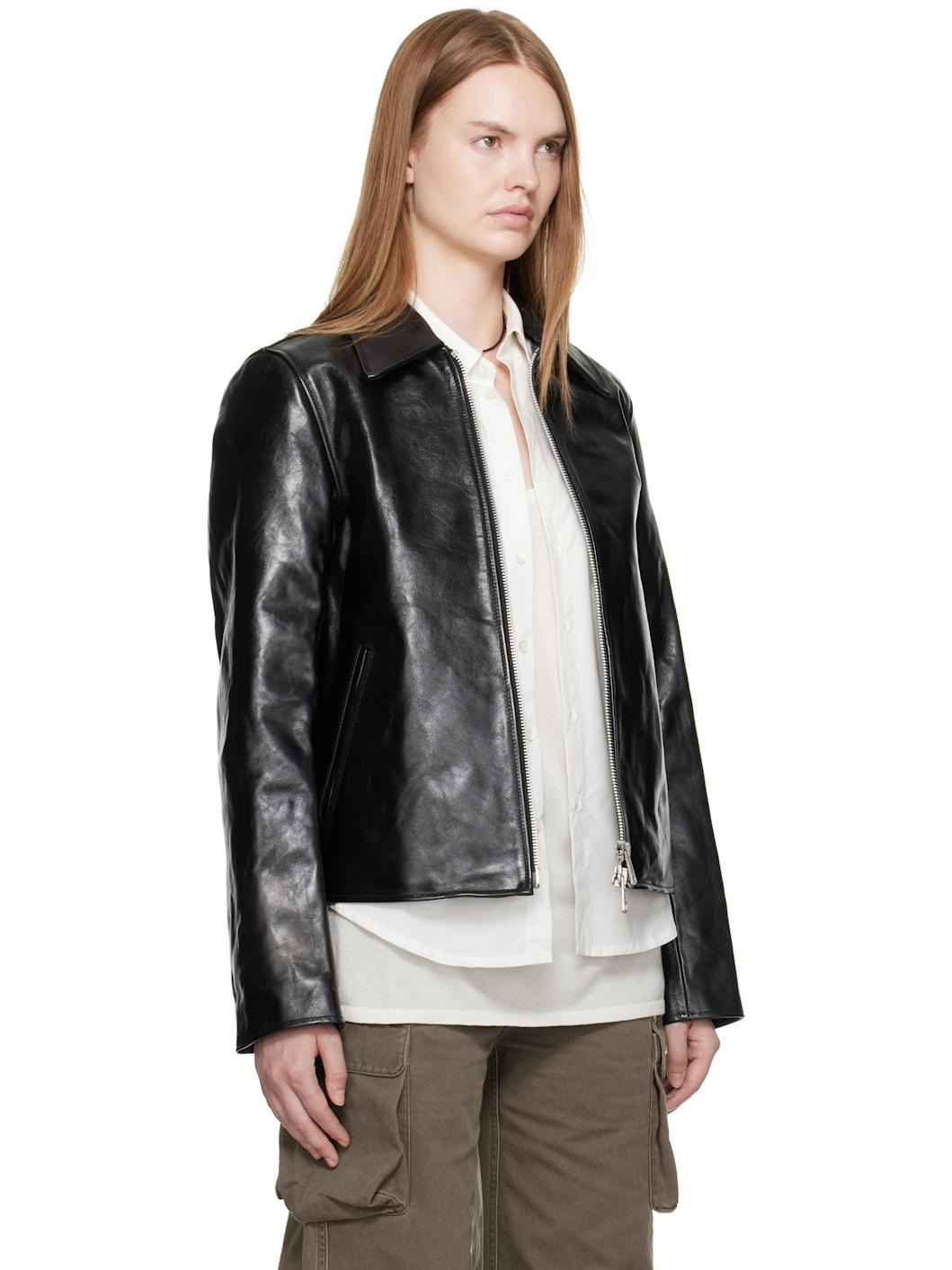 Black Mini Leather Jacket - 2