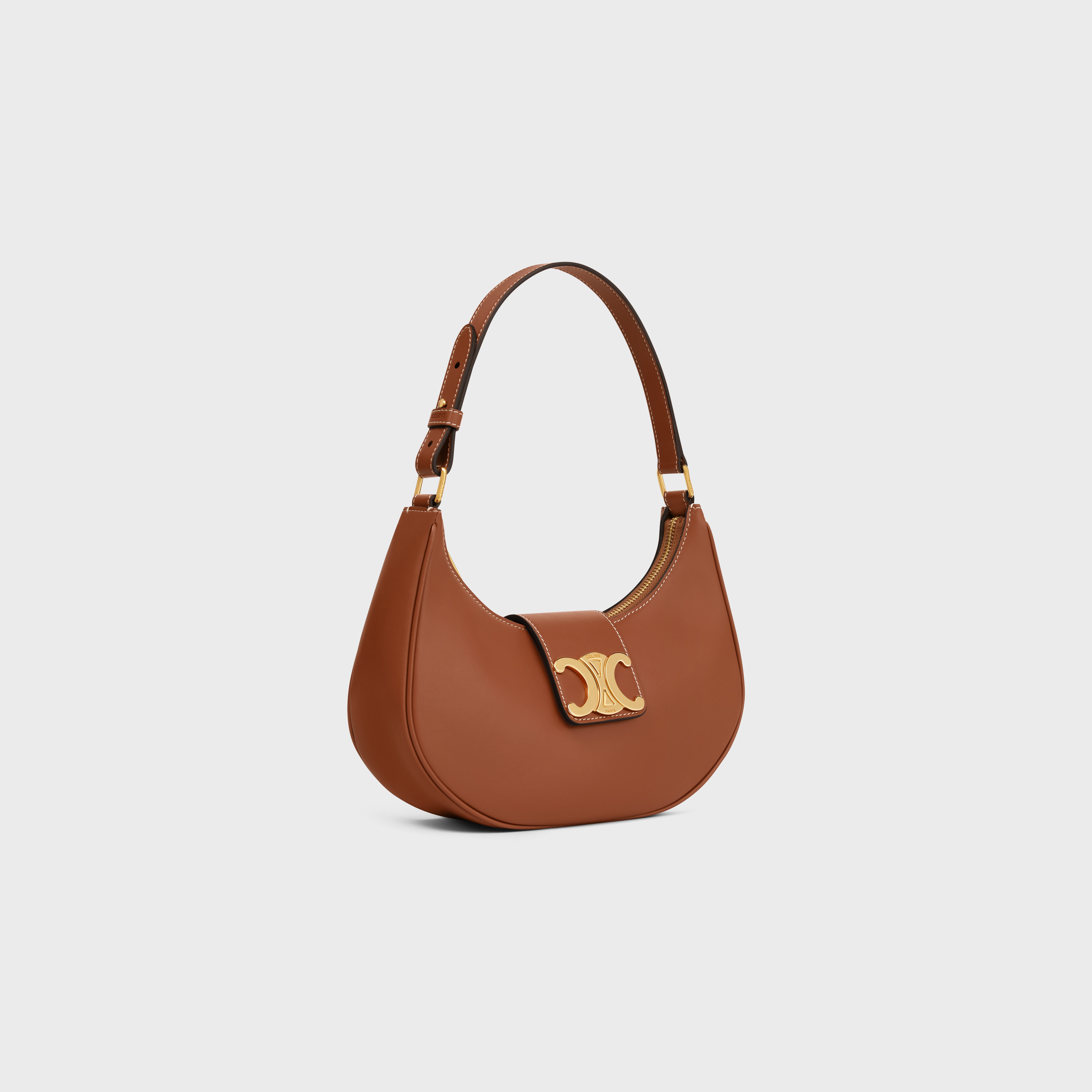 Celine - Half Moon Case Cuir Triomphe in Triomphe Canvas and Calfskin Leather - Brown - for Women