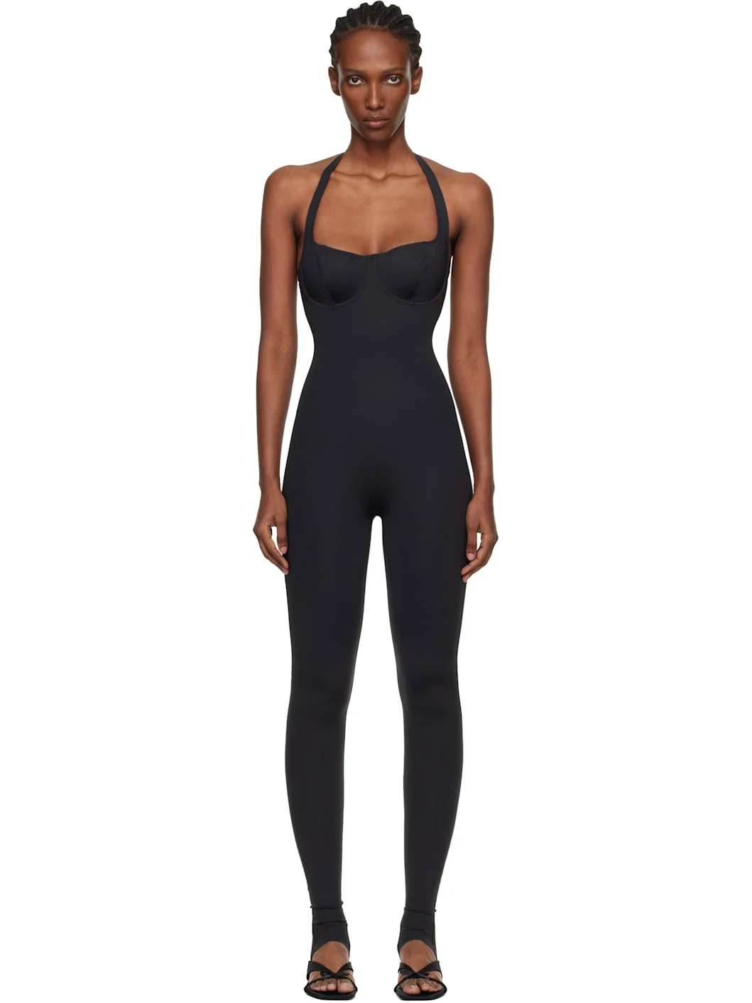Black SKIMS Body Halter Stirrup Unitard - 1