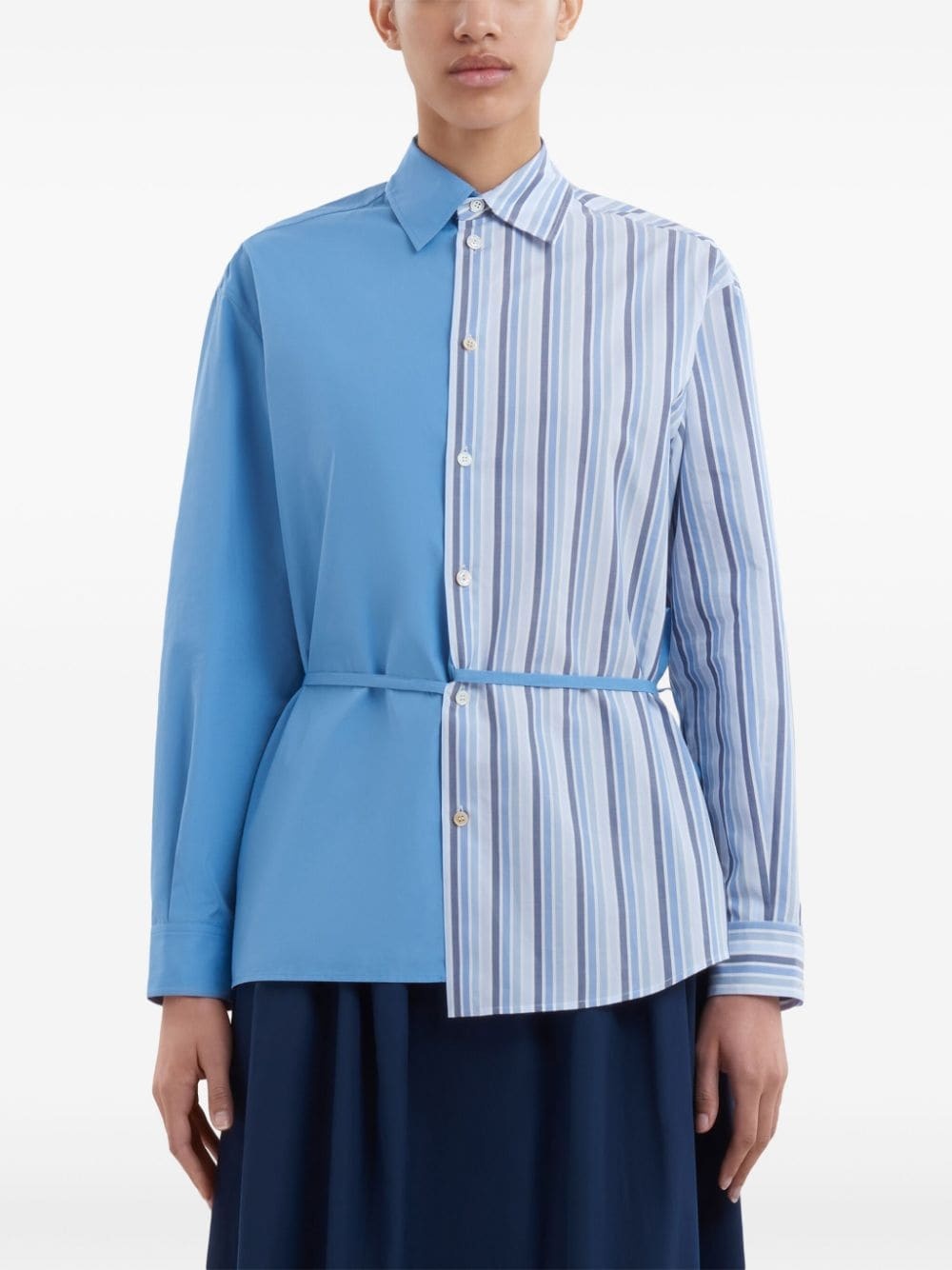 panelled half-and-half cotton shirt - 2