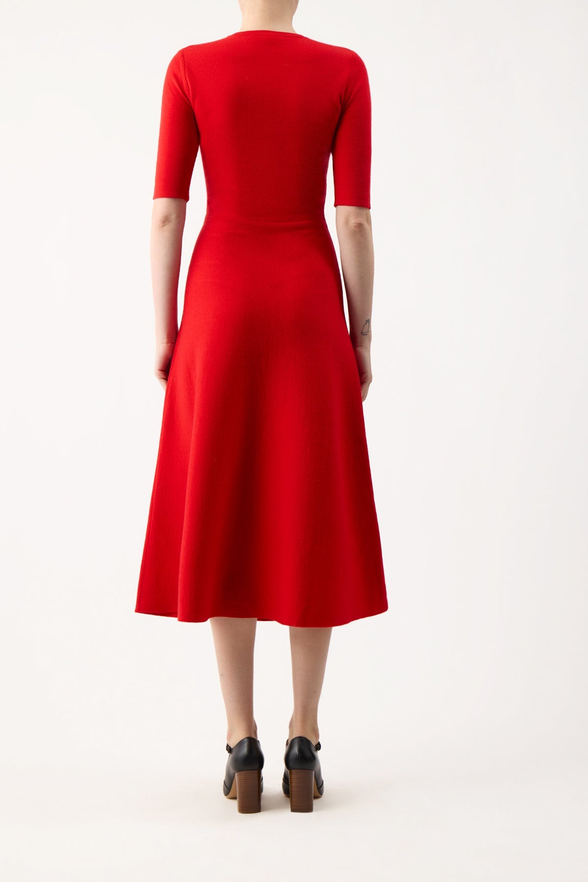 Seymore Knit Dress in Red Cashmere Wool with Silk - 4