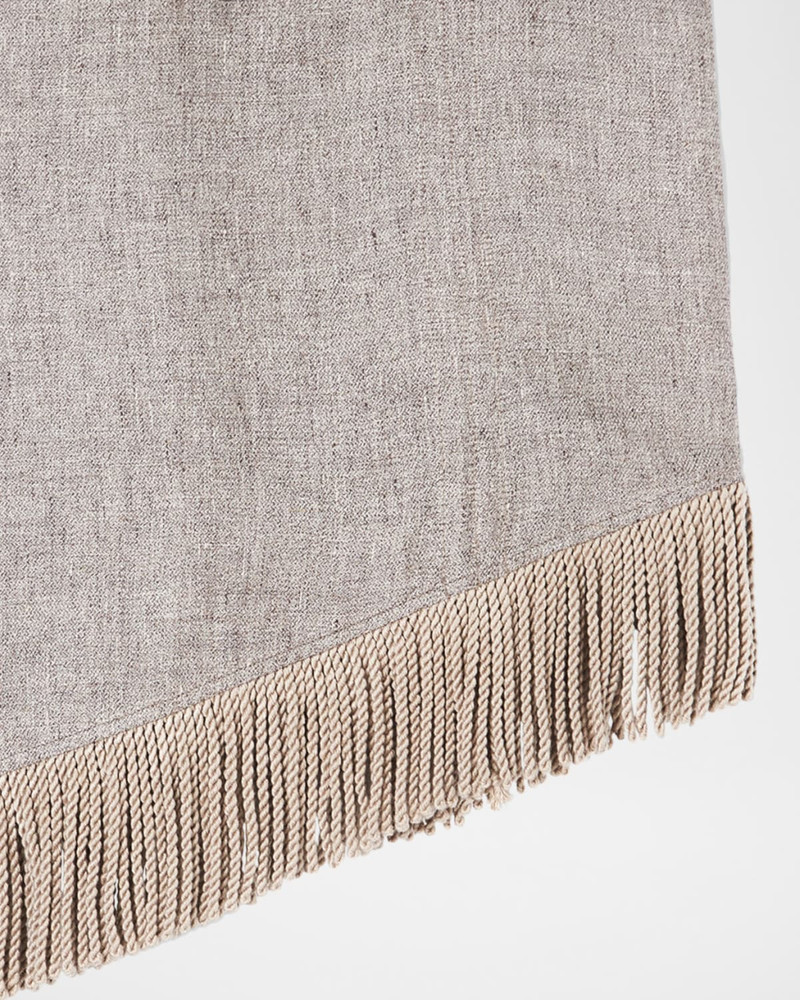 Asymmetric Fringe-Trim Linen Skirt 4