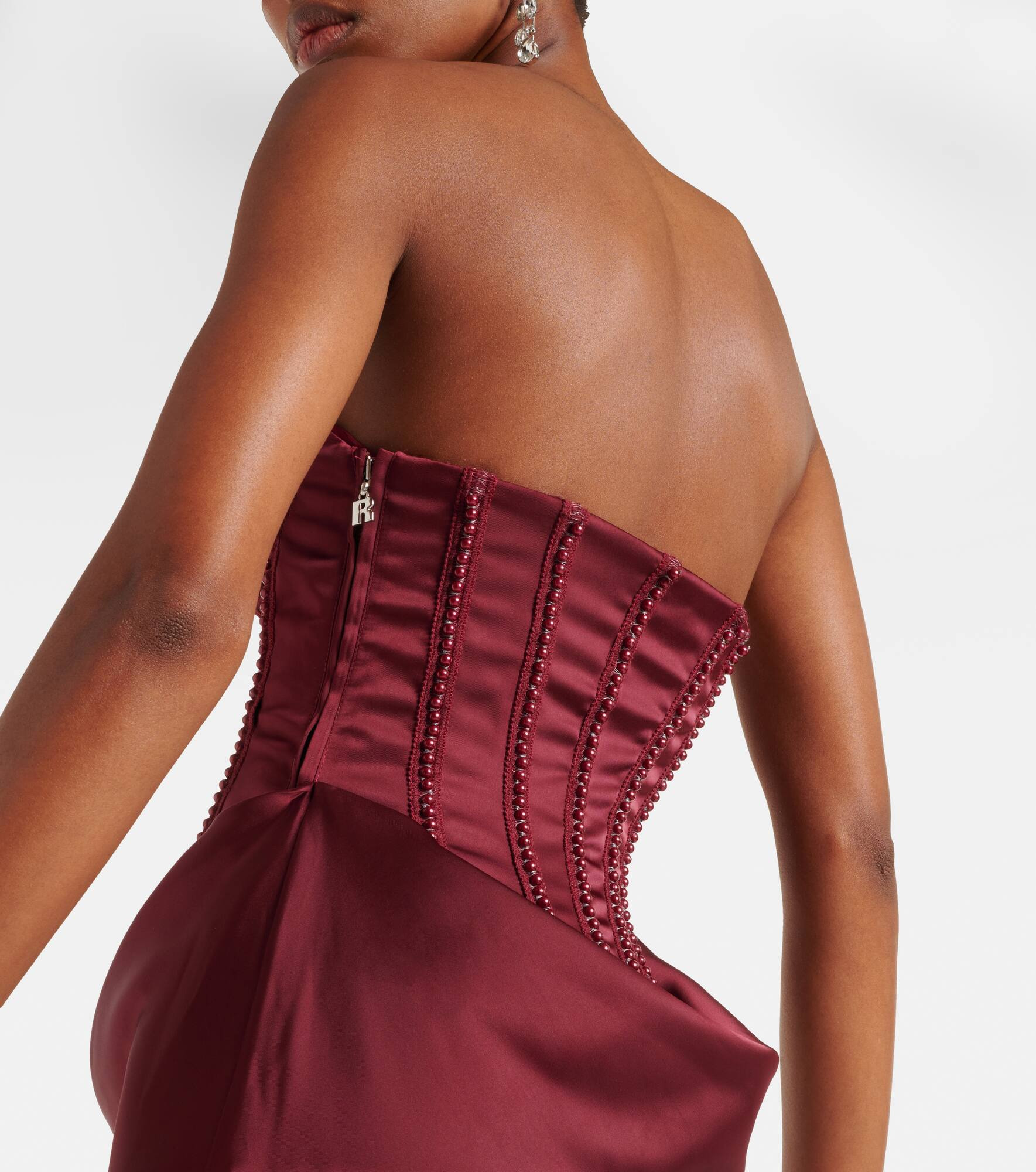 Embellished draped satin corset gown - 6