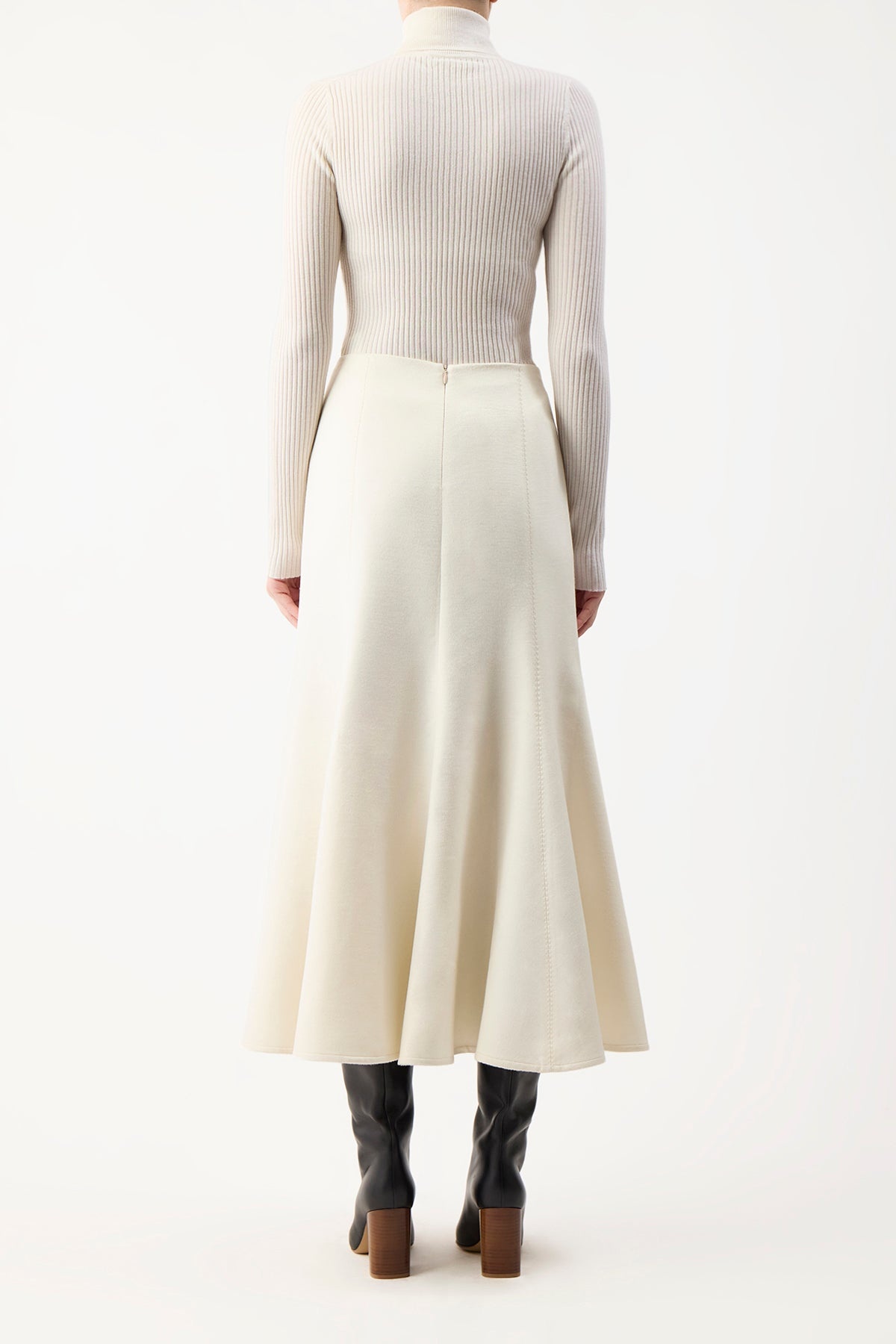 Amy Skirt in Ivory Winter Silk - 4