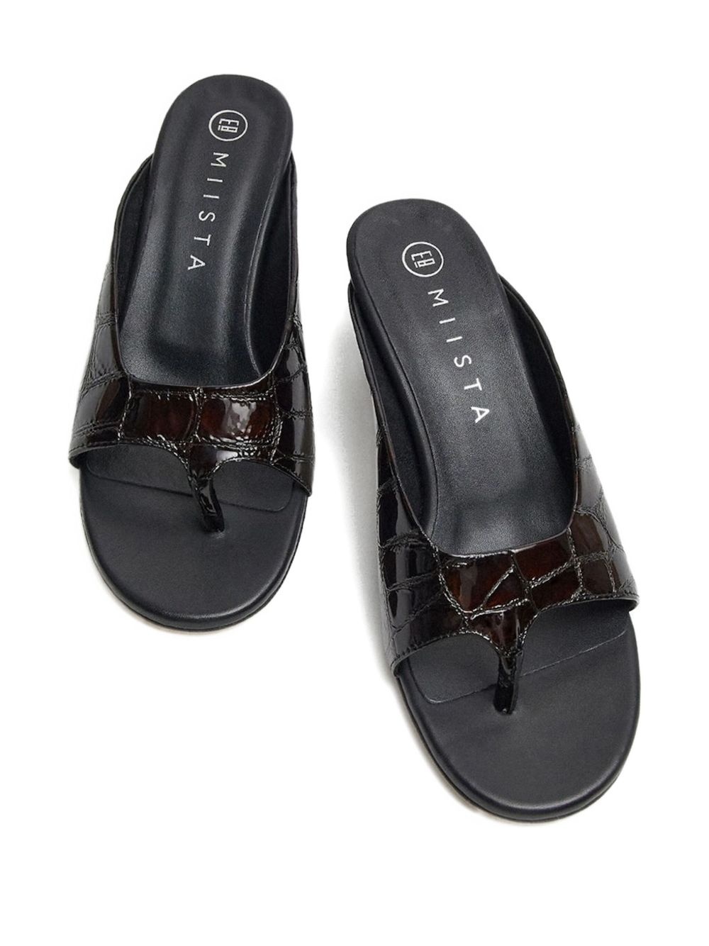 Palmira croco-embossed slide sandals - 3