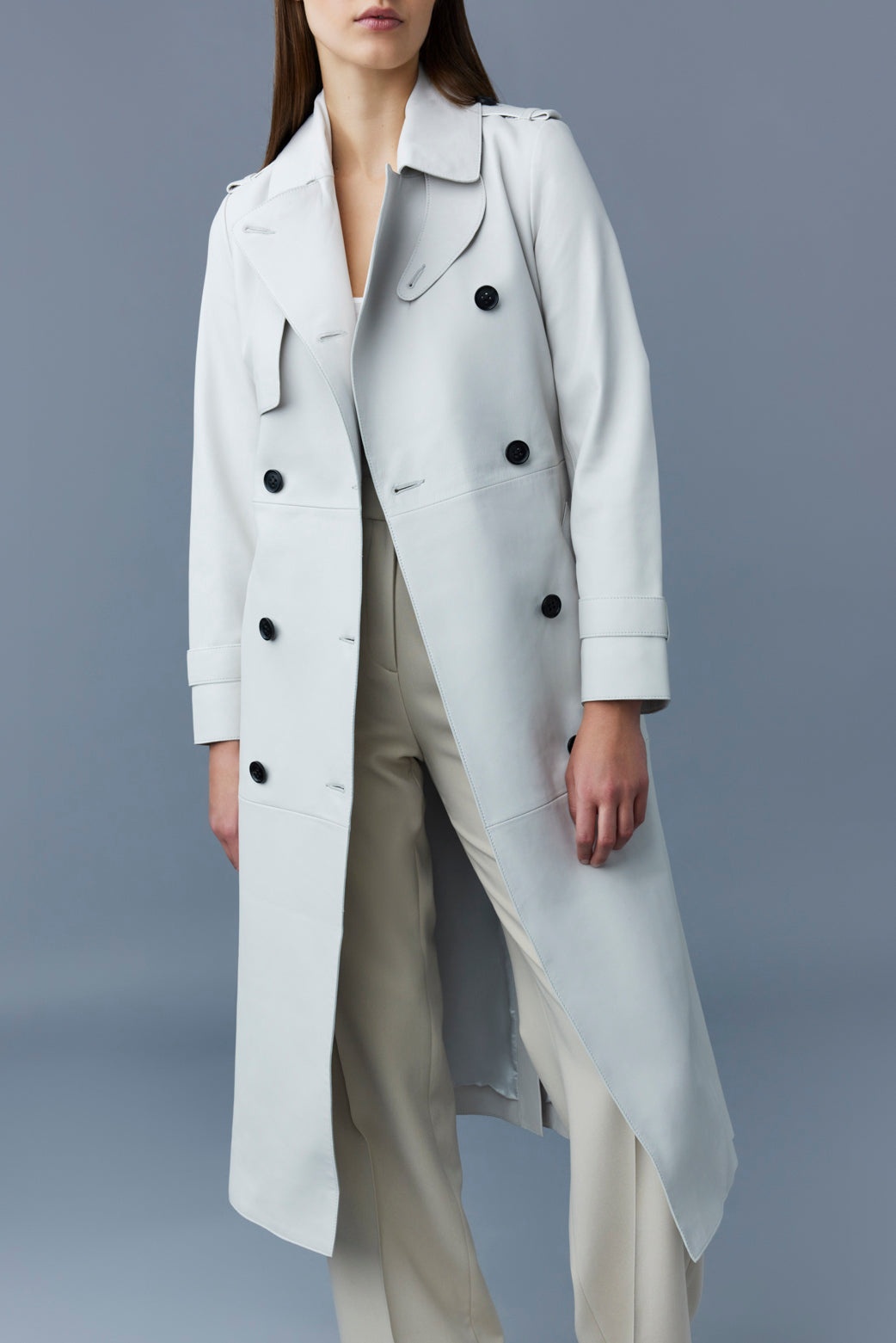 GAEL (R) Leather trench coat with belt - 5