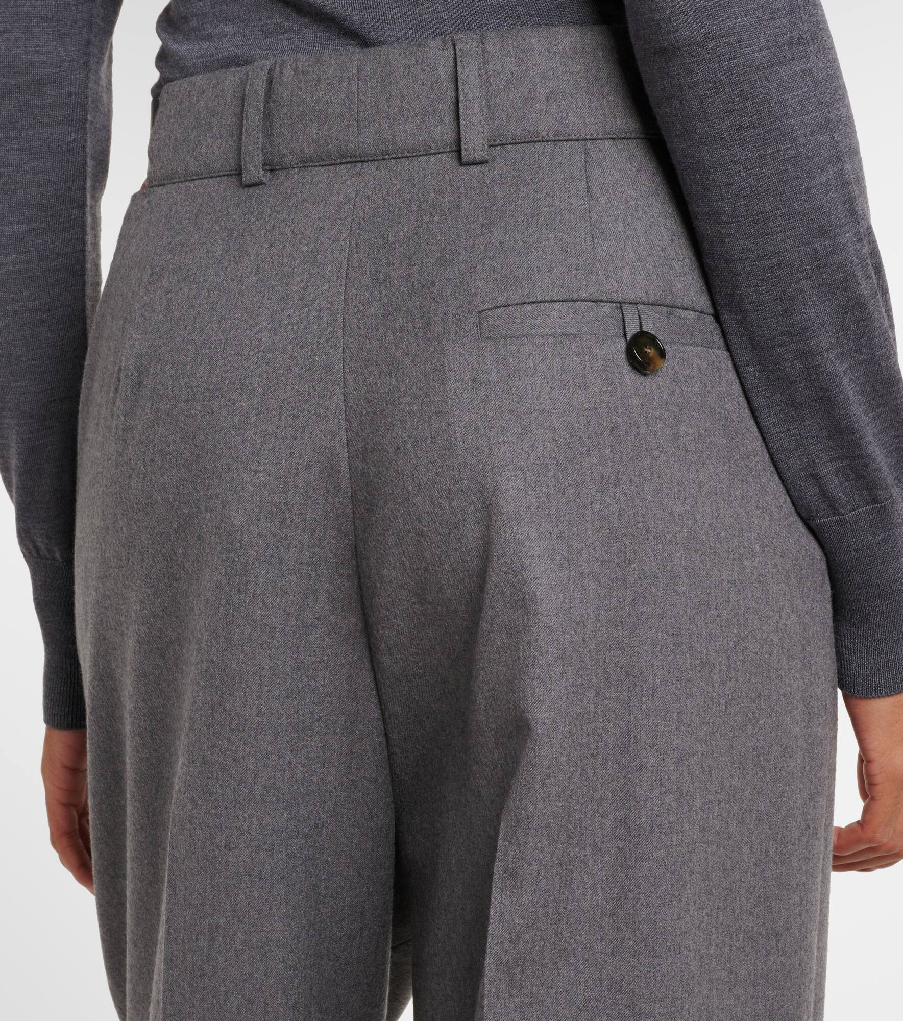 Wool flannel straight pants - 6