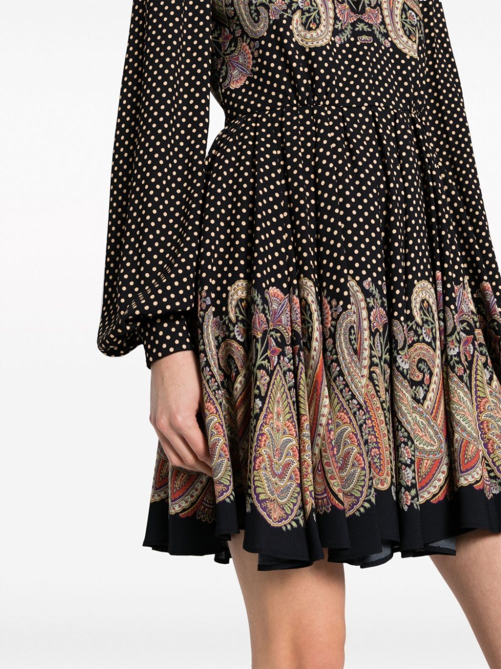lace-trim polka-dot flared dress - 5