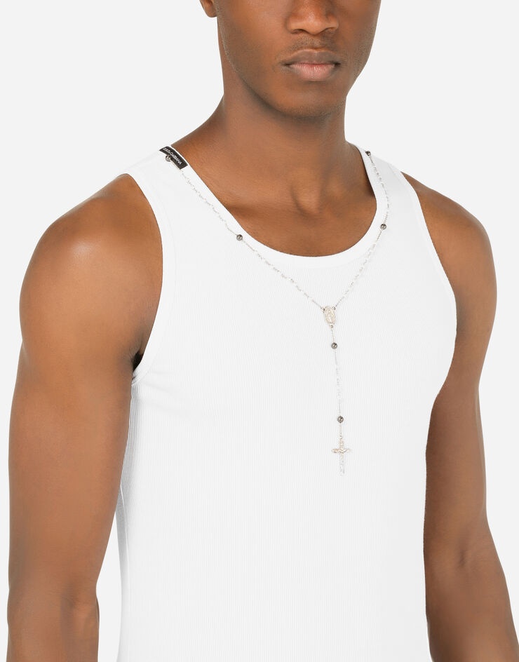 Fine-rib cotton jersey singlet with necklace - 5