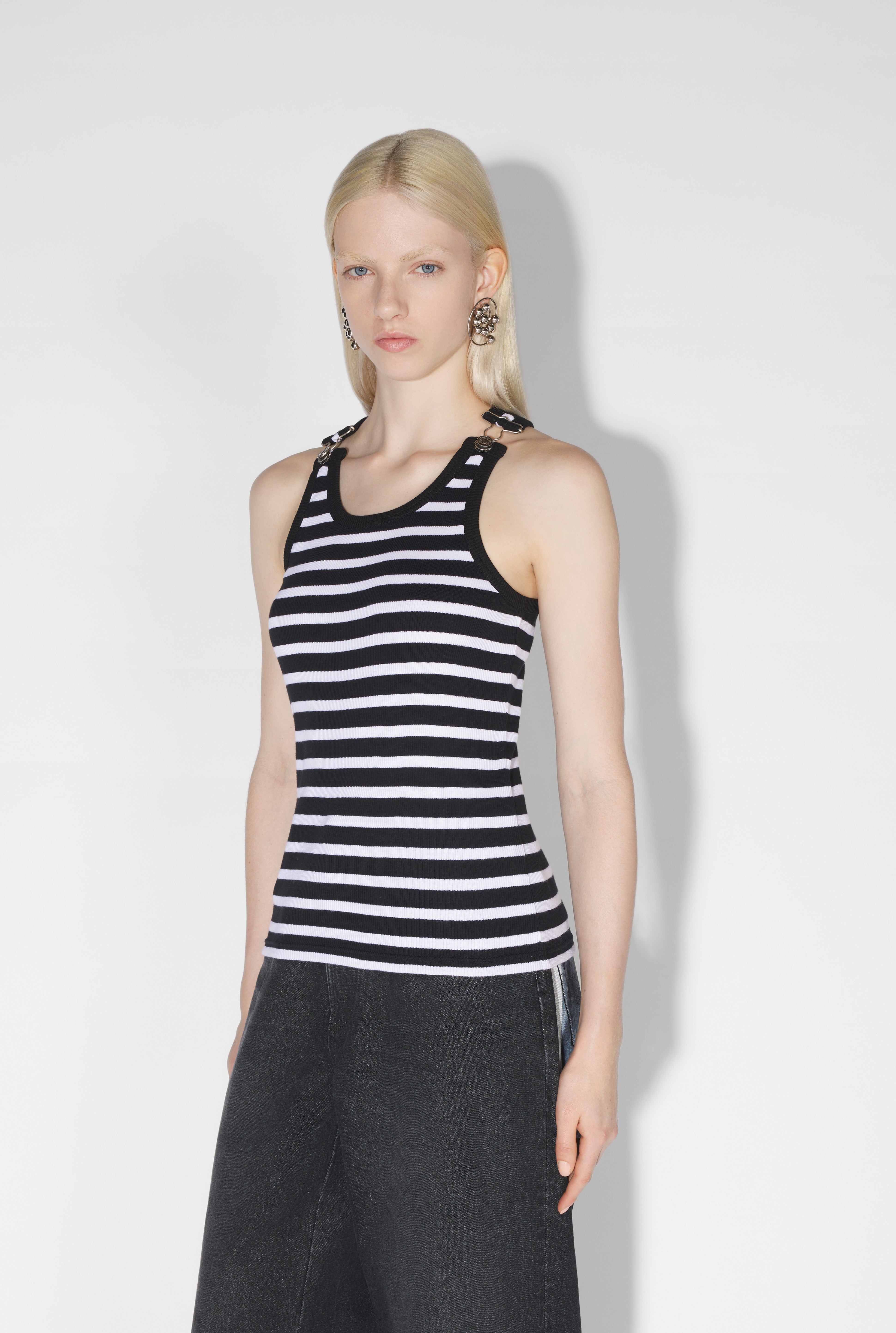 THE BLACK STRAPPED MARINIÈRE TANK TOP - 1