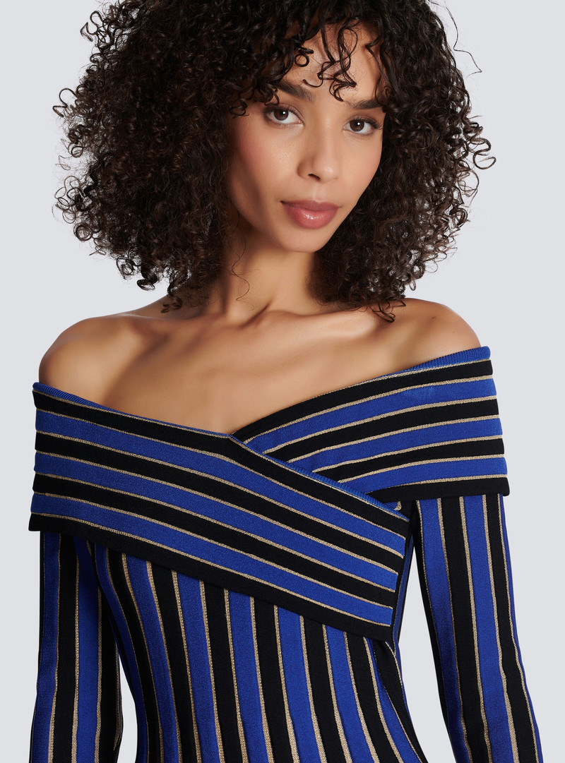 Metallic striped knit dress 6