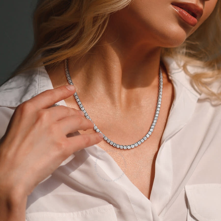 Created Forever - Created Forever 11 7/8ct TW Lab-Grown Diamond Tennis Necklace in 14k White Gold - 17 in - 6