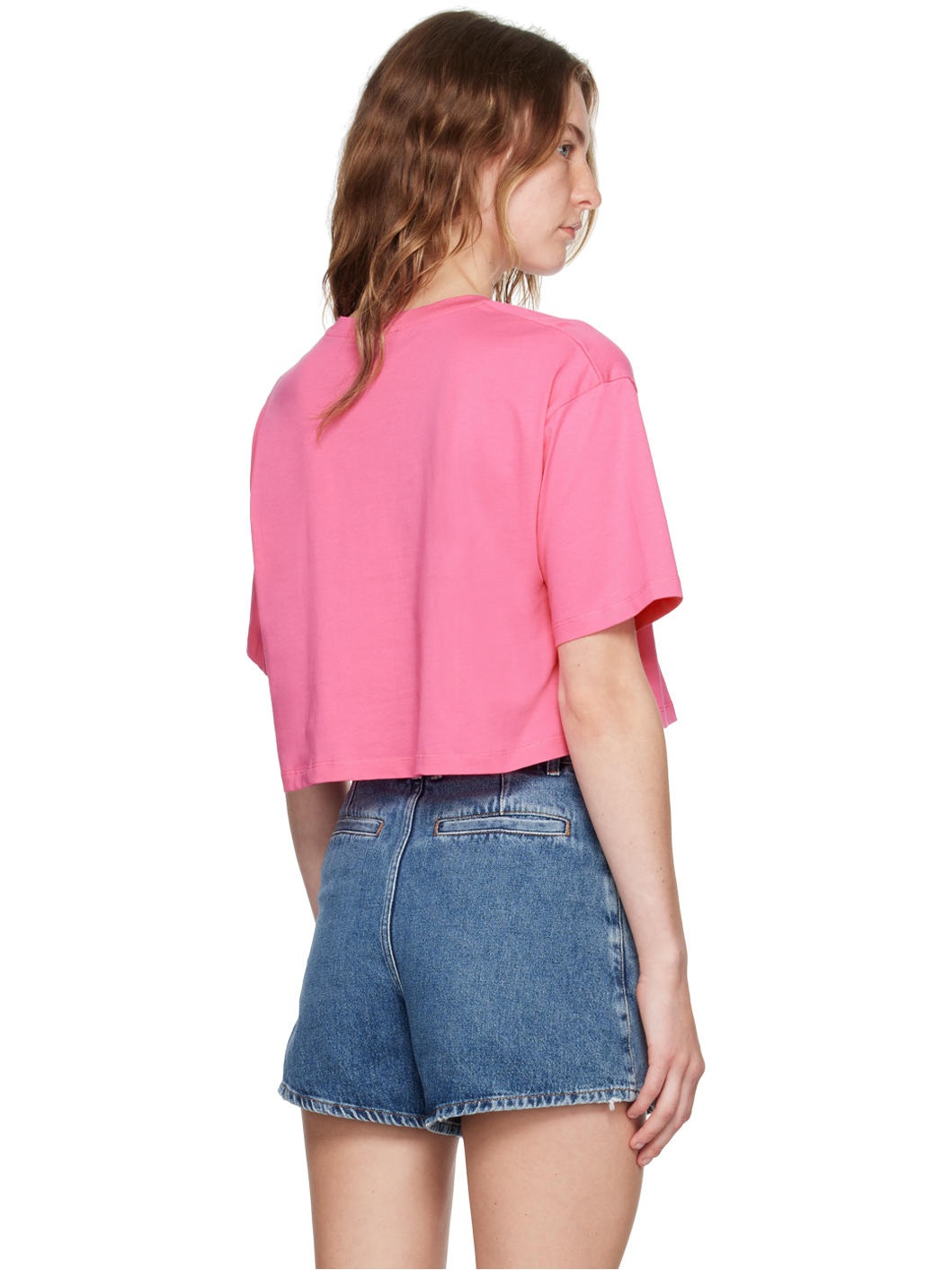 Pink 'Balmain Paris' Cropped T-Shirt - 3