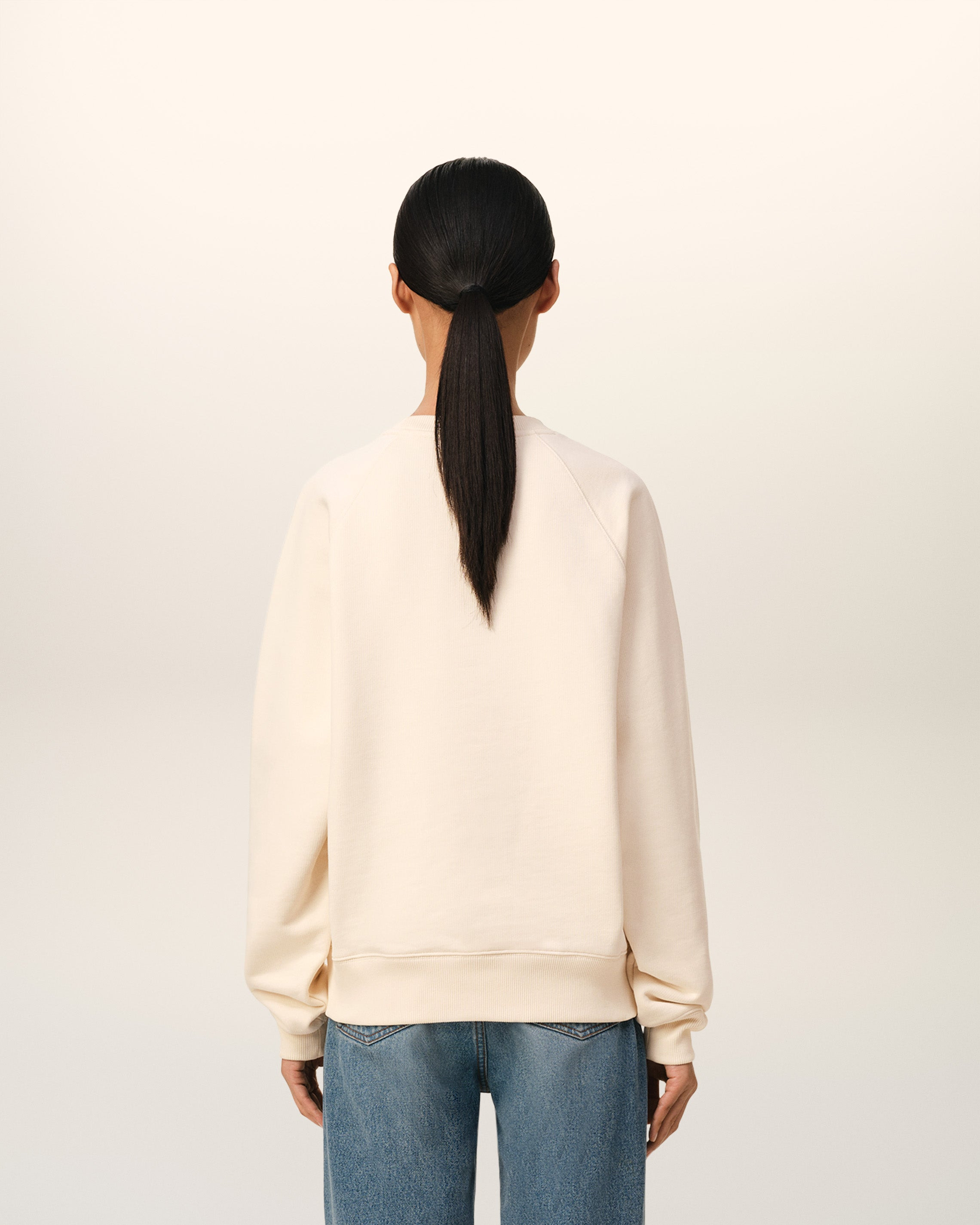 BEIGE COTTON AMI DE COEUR PATCH SWEATSHIRT - 5