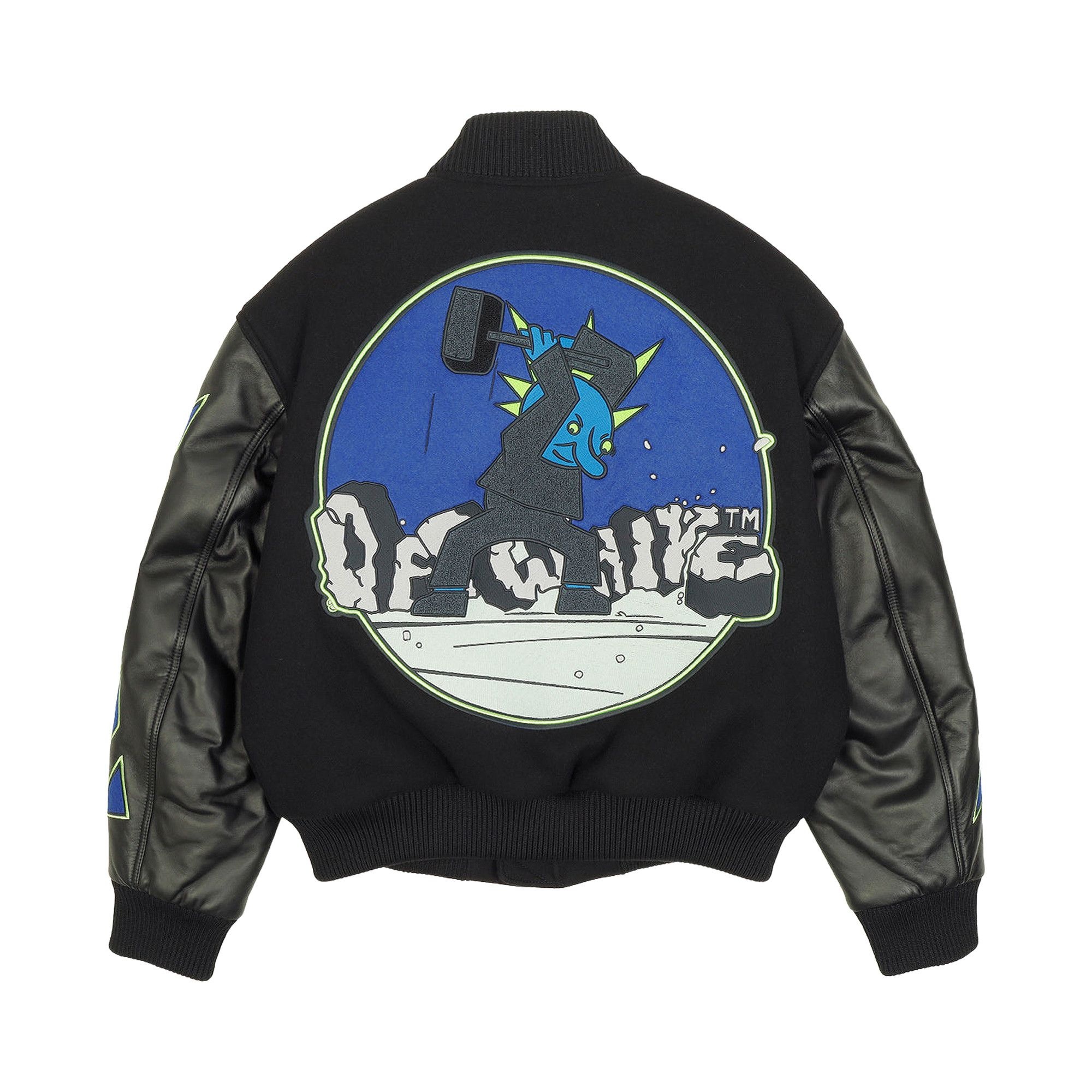 Off-White Hammer Leather Over Bomber 'Black/Blue' - 2