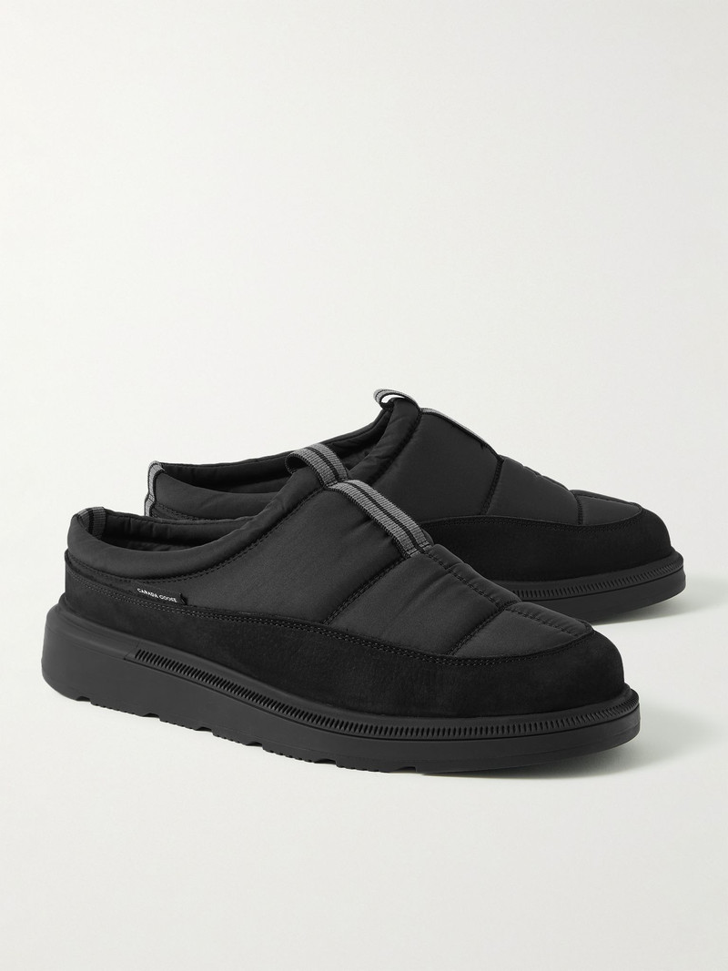 Crofton Suede-Trimmed Quilted Nylon Mules Black 4