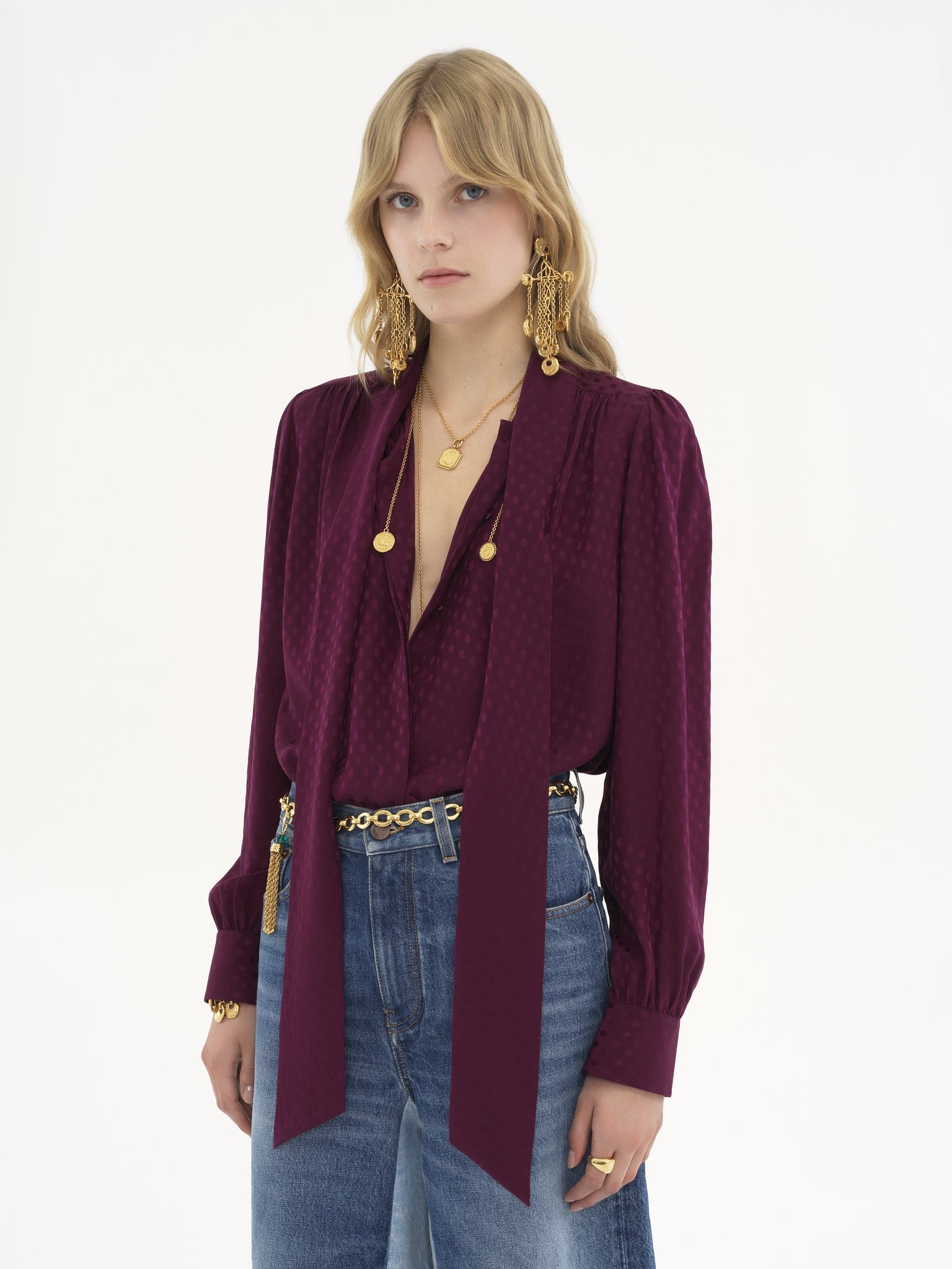 LAVALLIÈRE BLOUSE IN SILK JACQUARD - 4