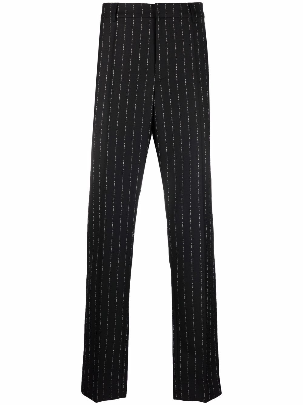 logo-pinstriped tailored trousers - 1