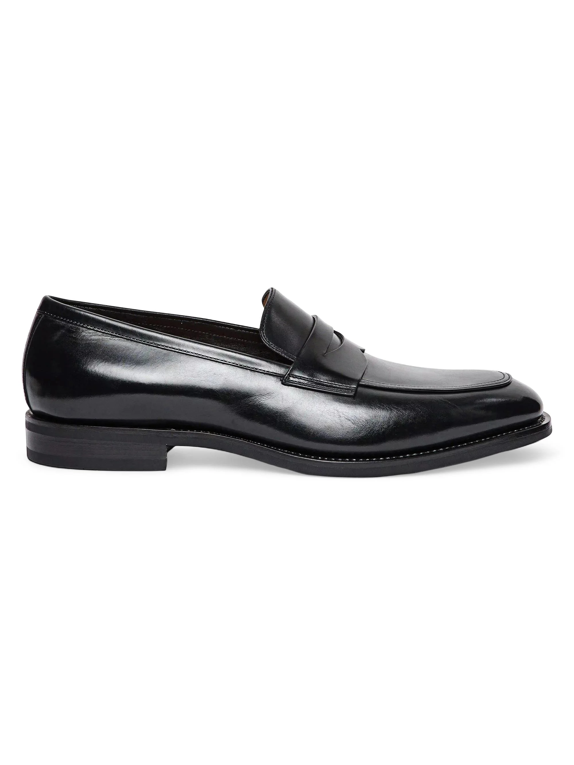Men's Gregor Leather Penny Loafers - Black - 1
