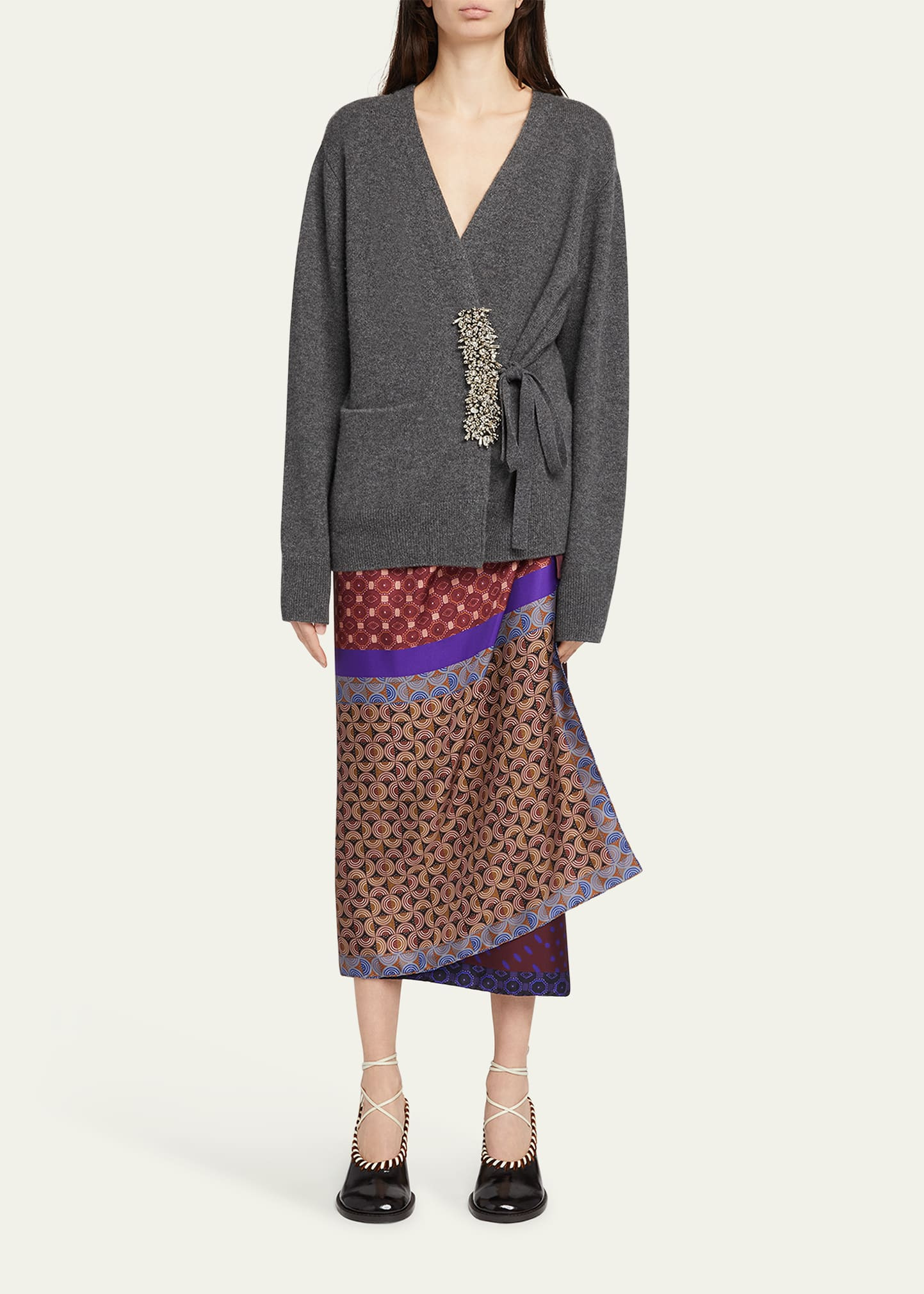 Tiah Beaded Cashmere Wrap Cardigan - 2