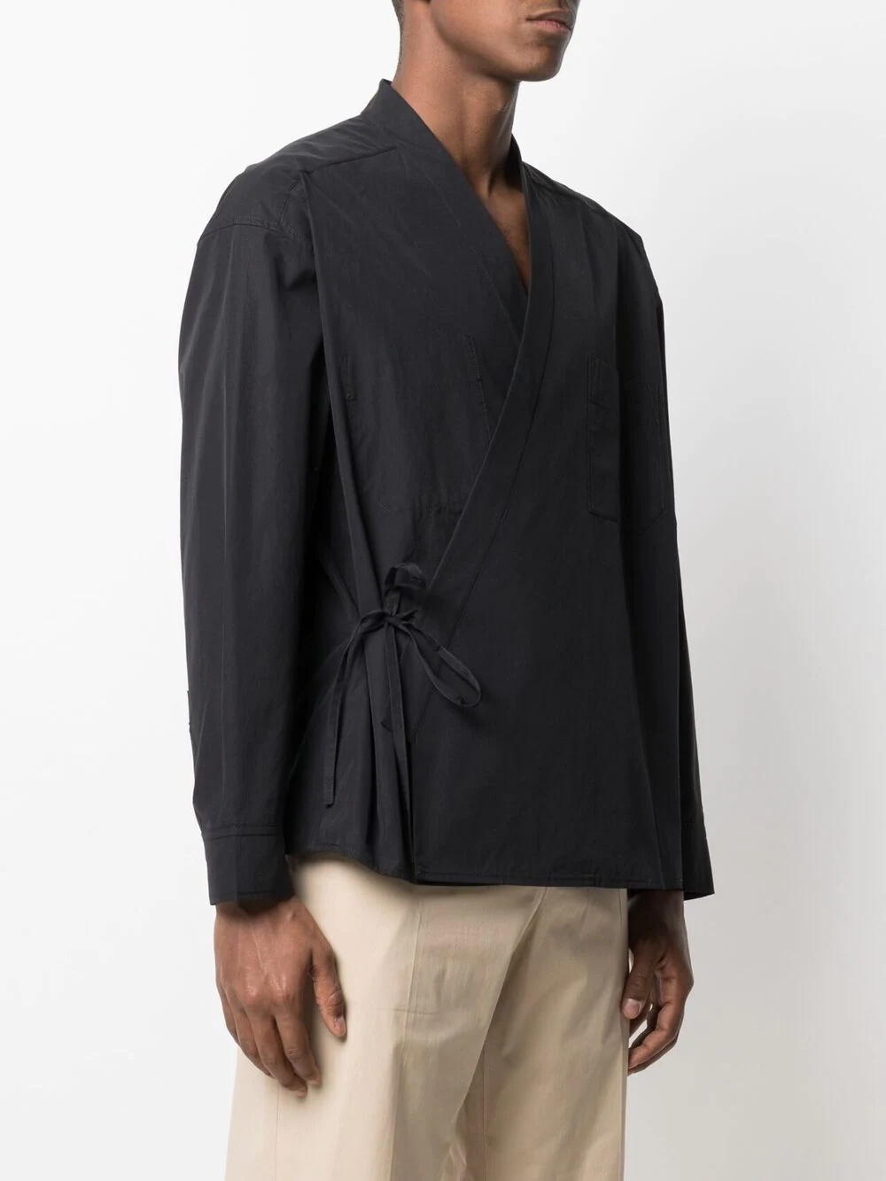 wrap-front kimono shirt - 3