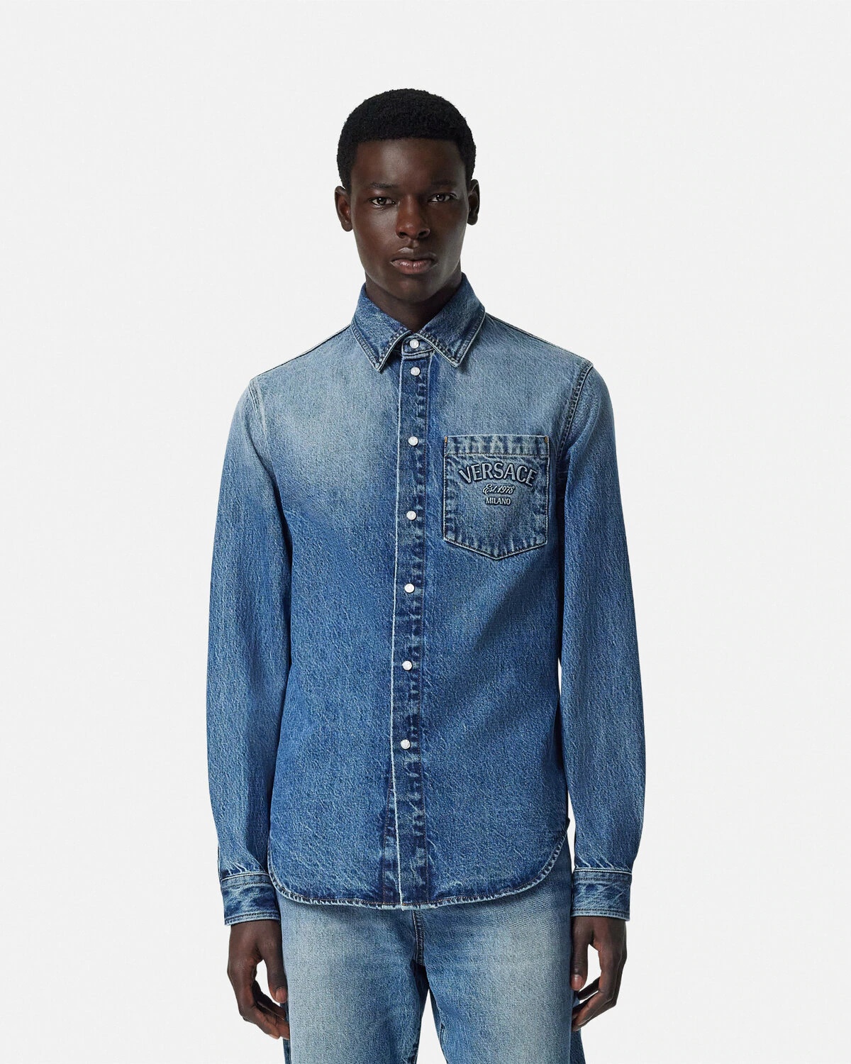 Versace Milano Stamp Denim Shirt - 4