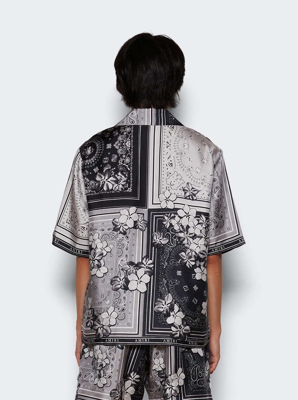 Bandana Floral Bowling Shirt Black - 5