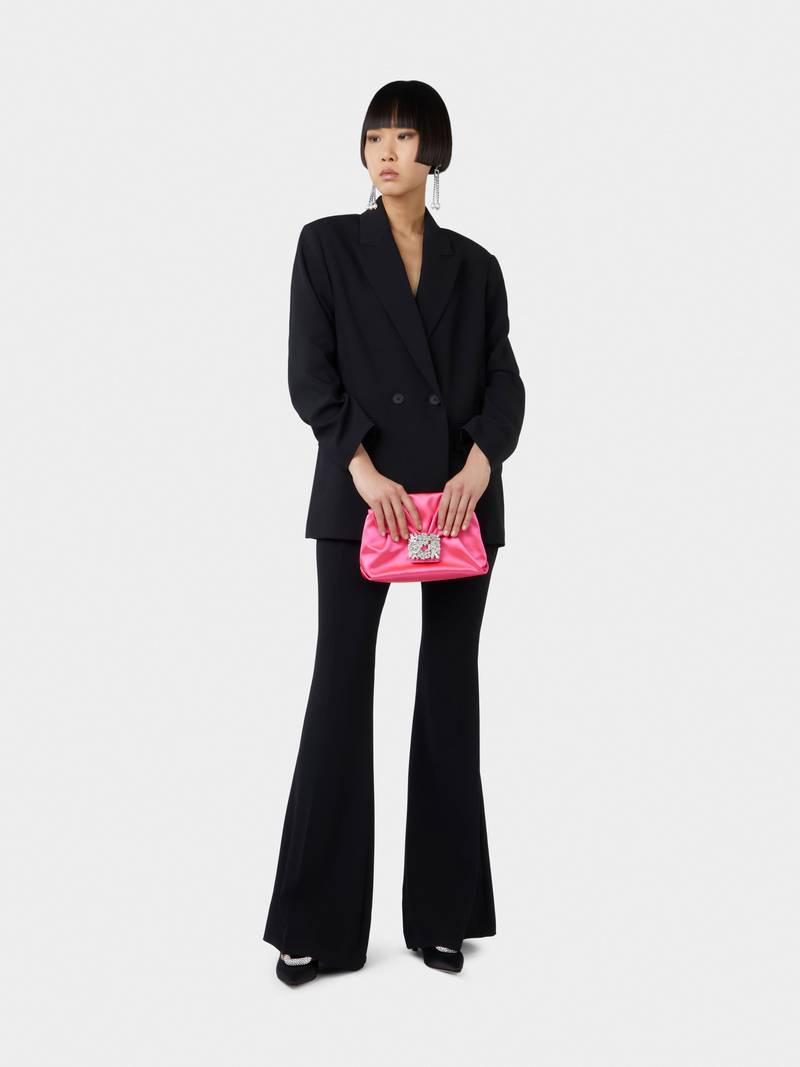 Roger Vivier RV Bouquet Strass Buckle Drape Mini Bag in Satin outlook