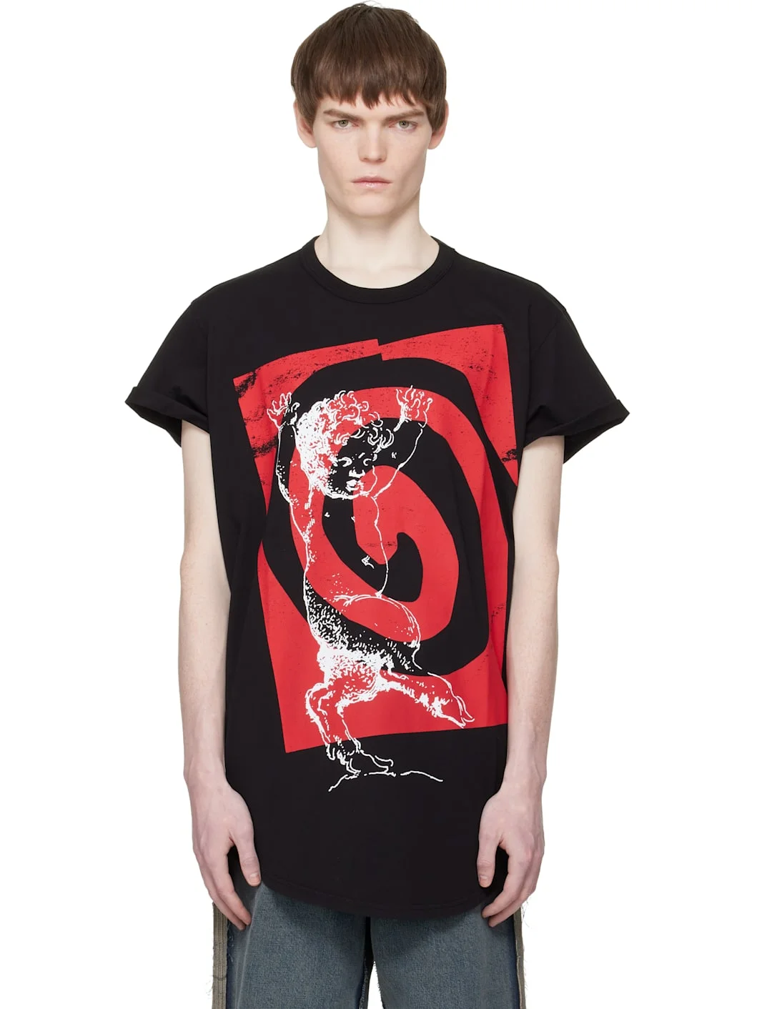 Black Swirl Longline T-shirt - 1