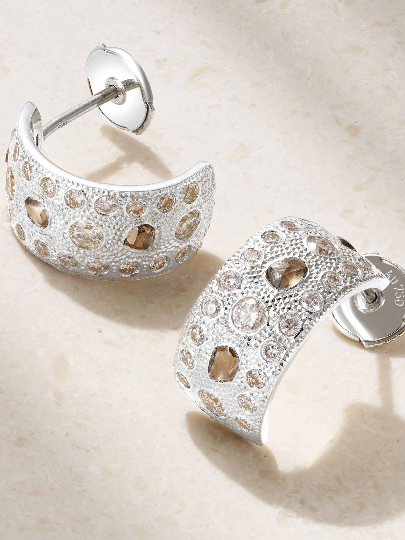 Talisman 18-karat white gold diamond hoop earrings Silver - 3