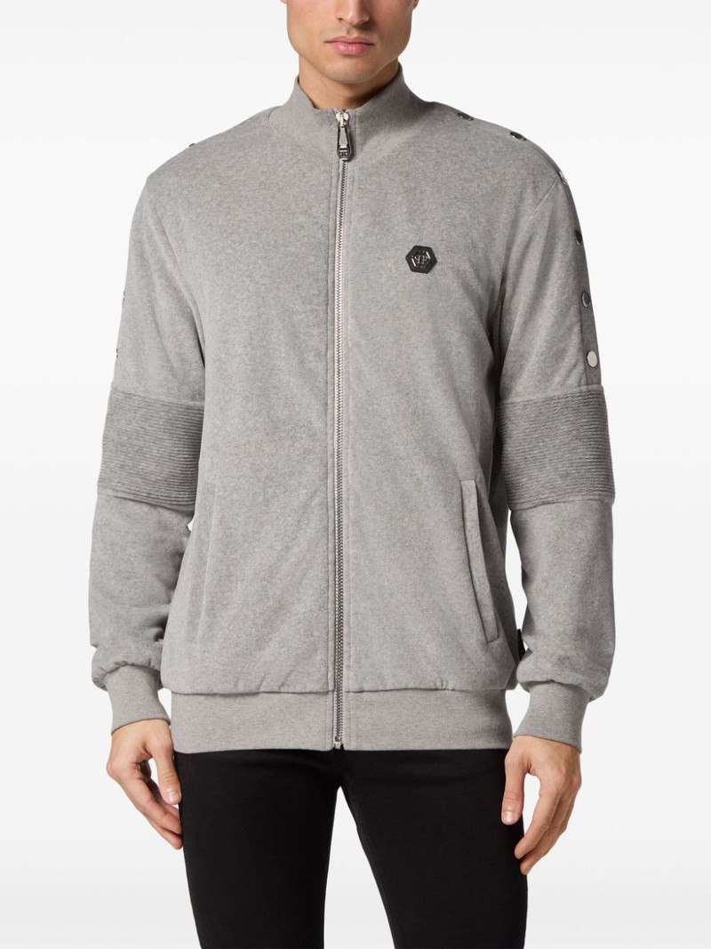 PHILIPP PLEIN logo-plaque cotton track jacket outlook